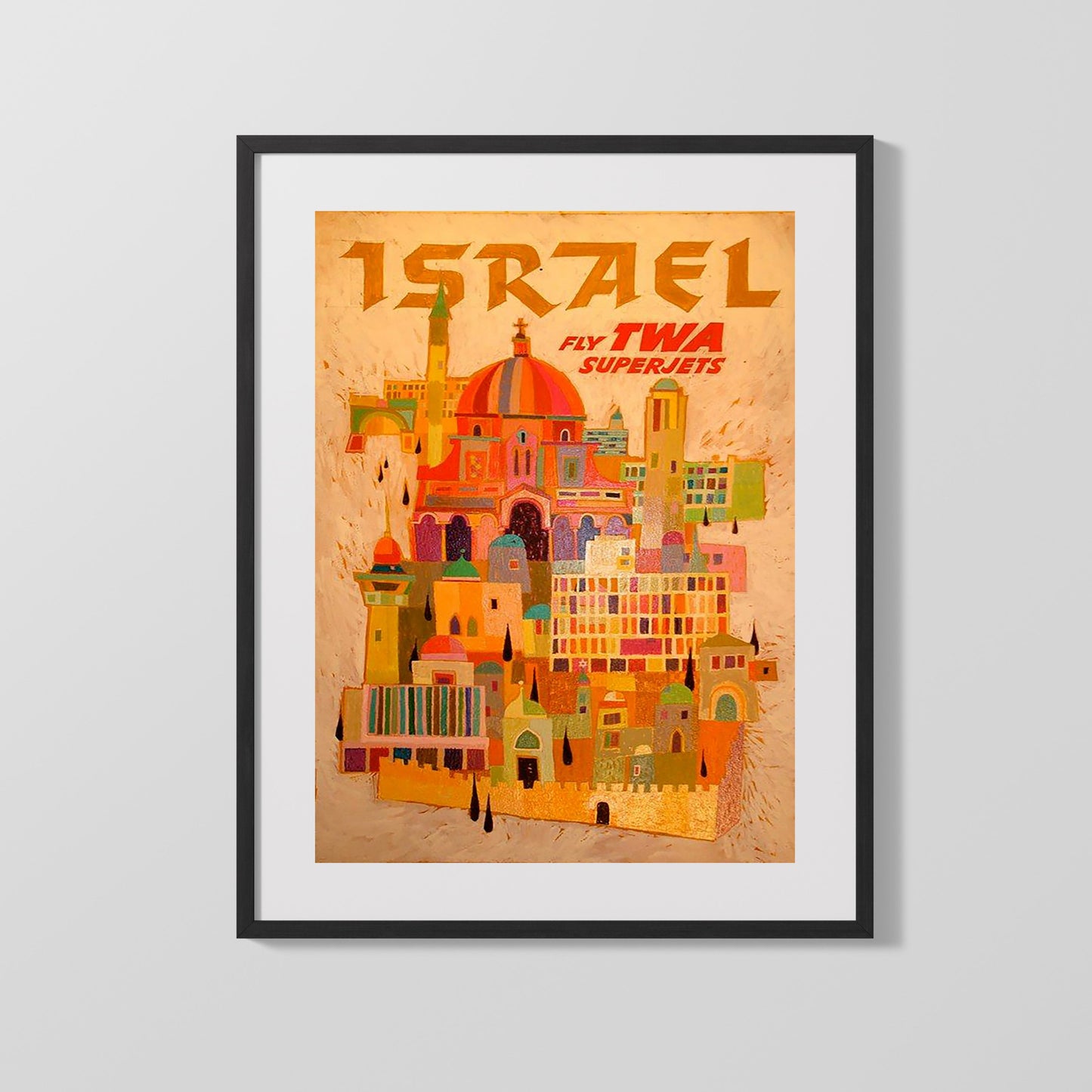 Classic Travel Poster - Israel - TWA Superjets