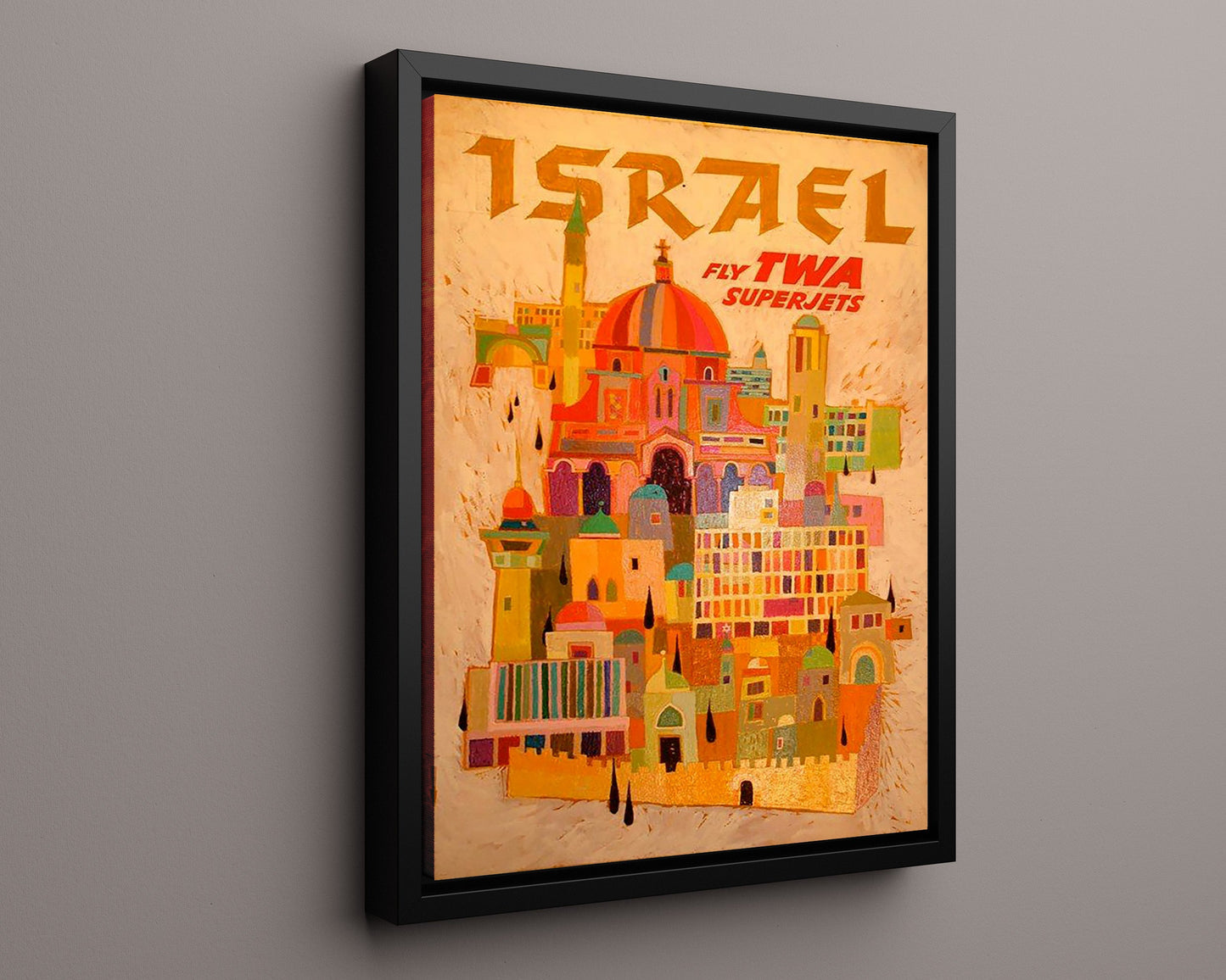 Classic Travel Poster - Israel - TWA Superjets