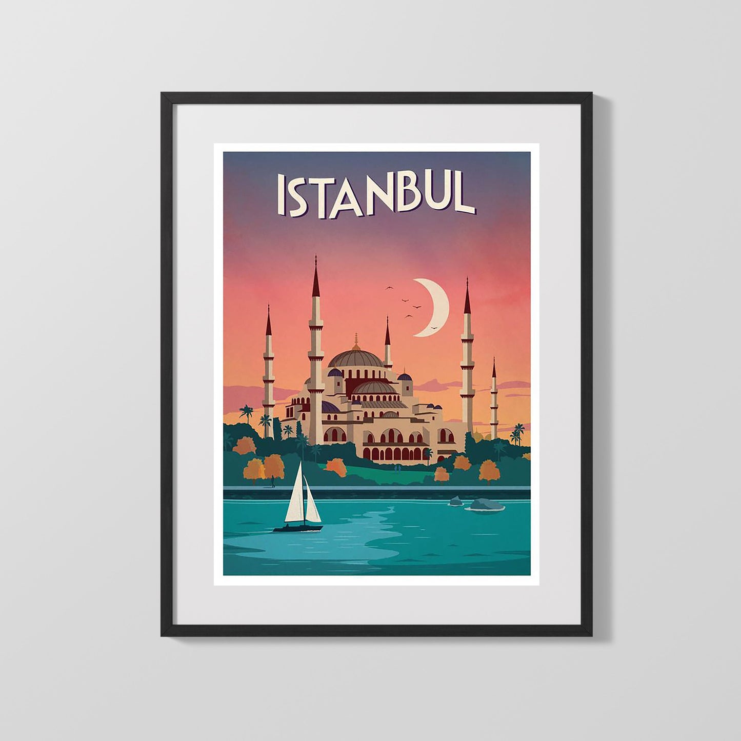 Classic Travel Poster - Istanbul - Mosque at Sunset