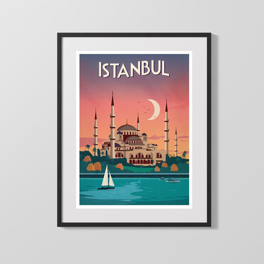Classic Travel Poster - Istanbul - Mosque at Sunset