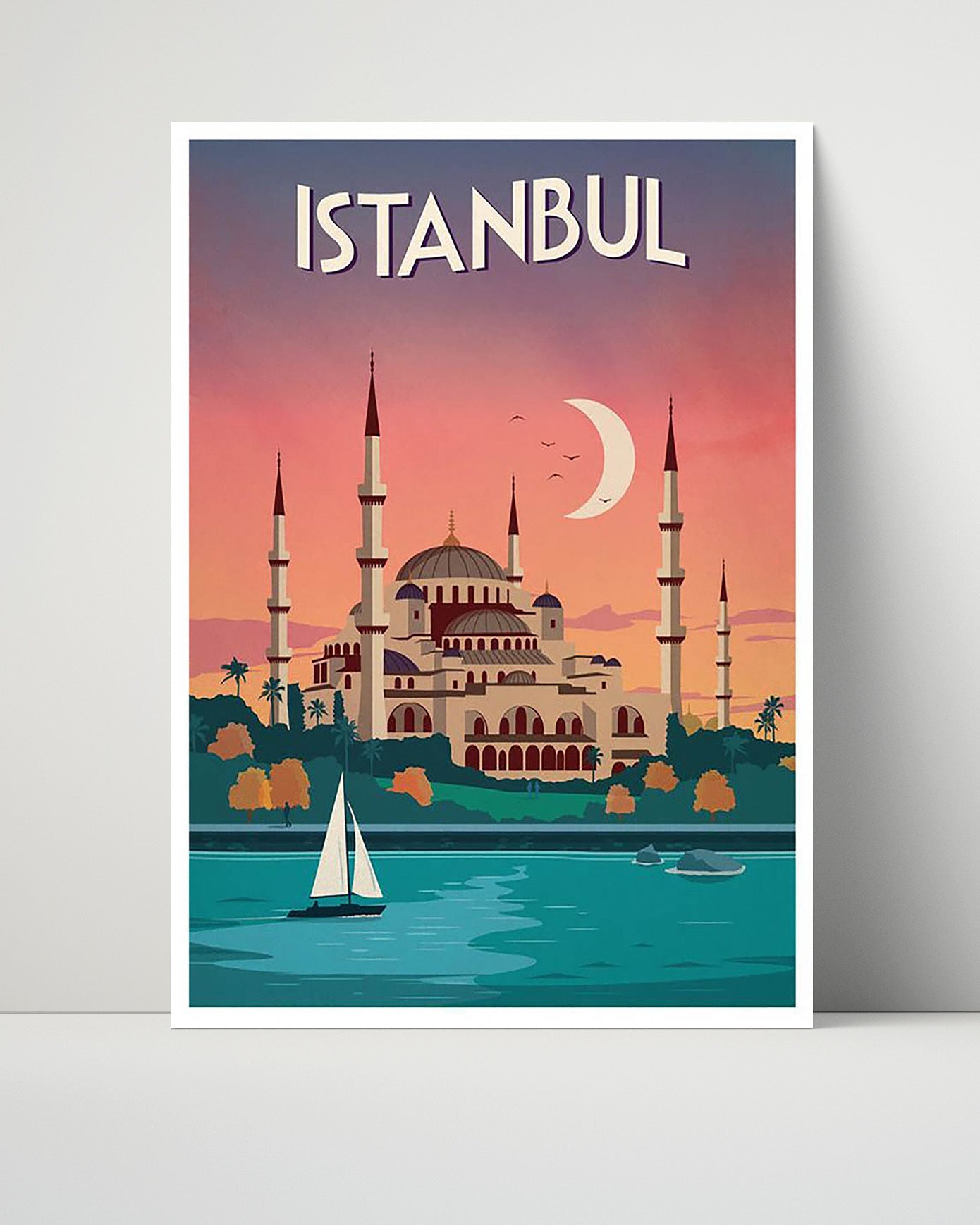 Classic Travel Poster - Istanbul - Mosque at Sunset