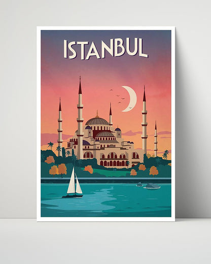 Classic Travel Unframed Poster -  Istanbul - Mosque at Sunset