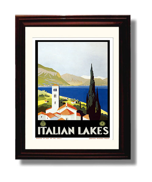 Italian Lakes Scenic travel poster wall art 8x10 Canvas