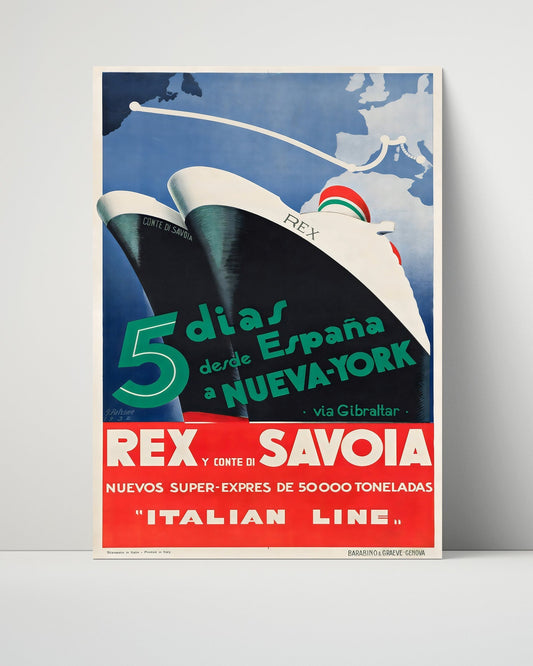 Classic Travel Unframed Poster -  Italian Line - Rex Ship