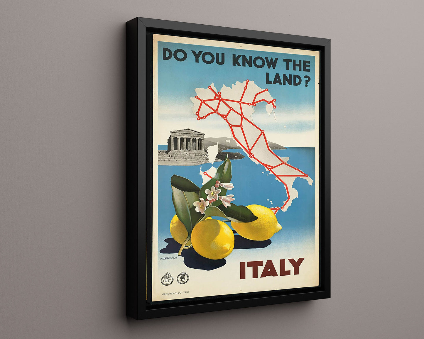 Classic Travel Poster - Italy - Lemons and Map