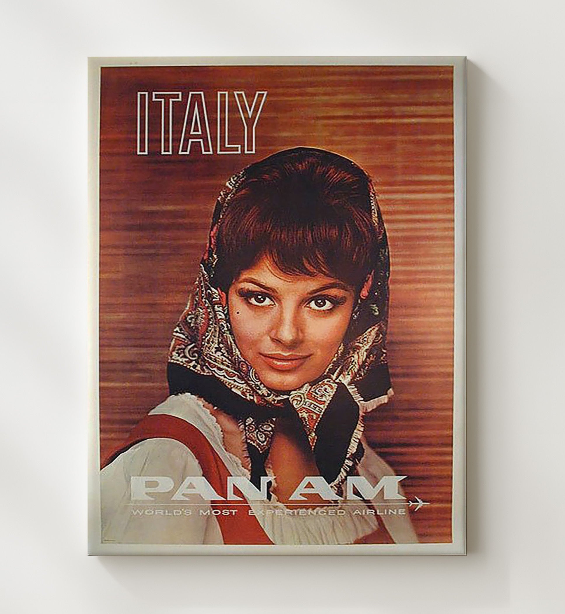 Italy Pan Am Airlines Vintage Travel Print 20x24 Canvas travel wall art print
