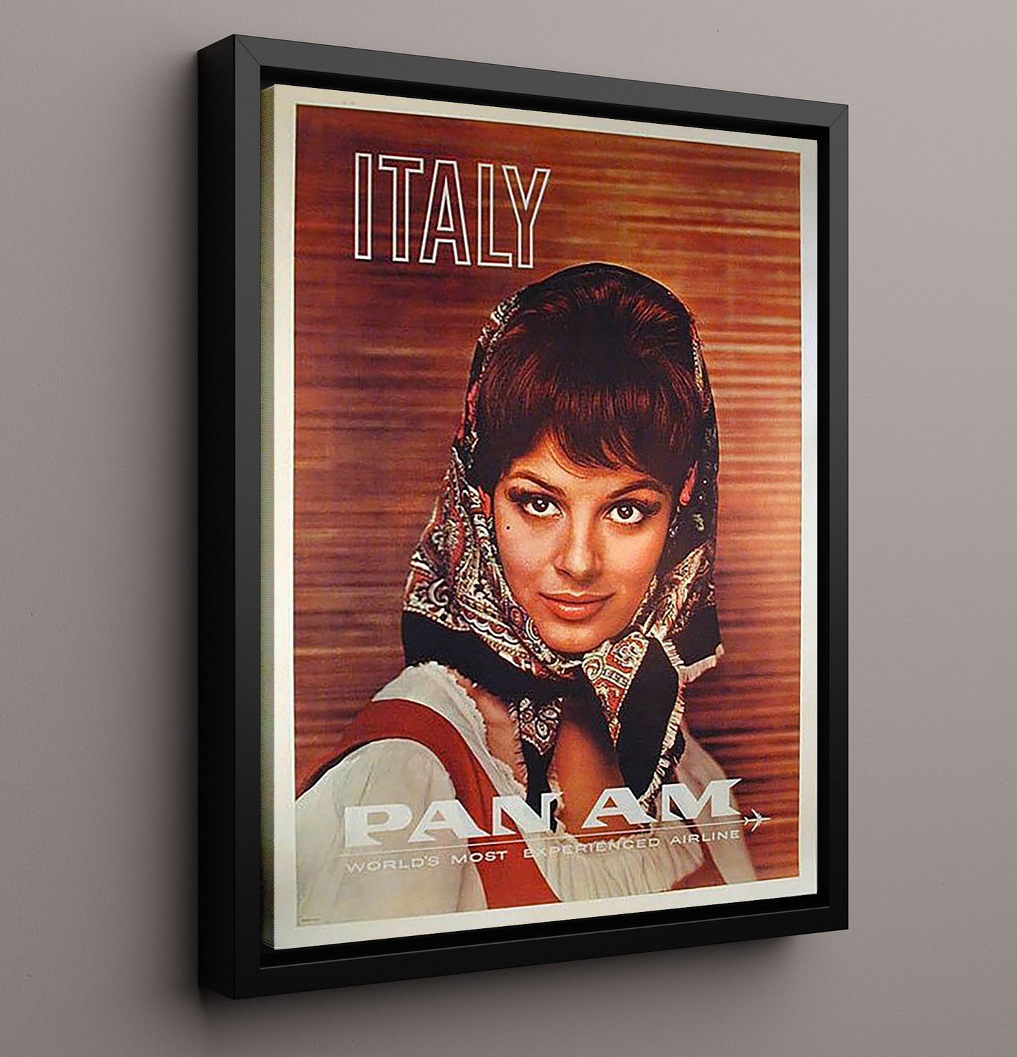 Italy Pan Am Airlines Vintage Travel Print 16x20 Framed Canvas travel wall art print