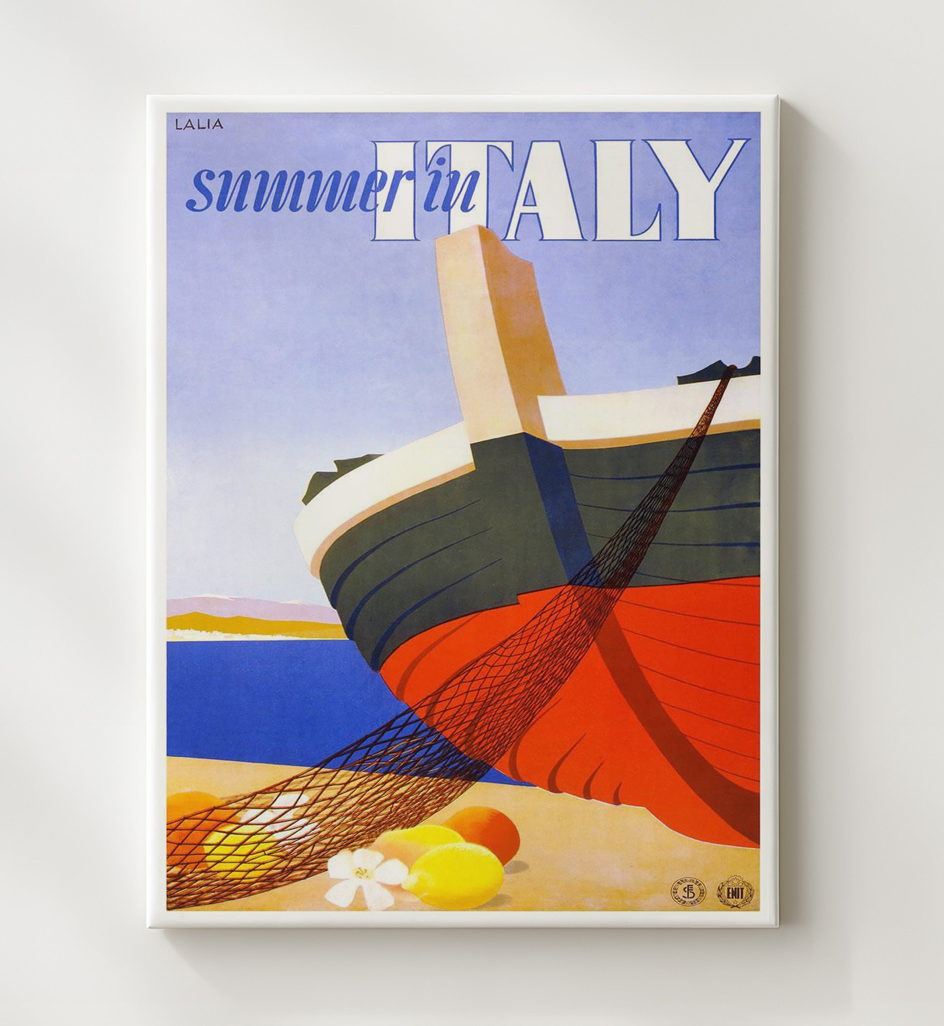 Italy Summer by the Sea Vintage Travel Print 20x24 Canvas travel wall art print