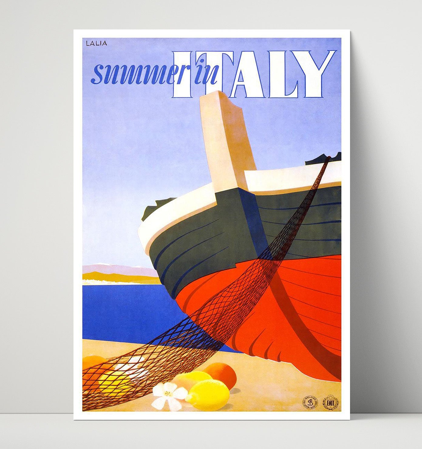 Italy Summer by the Sea Vintage Travel Print 16x20 Unframed Print travel wall art print