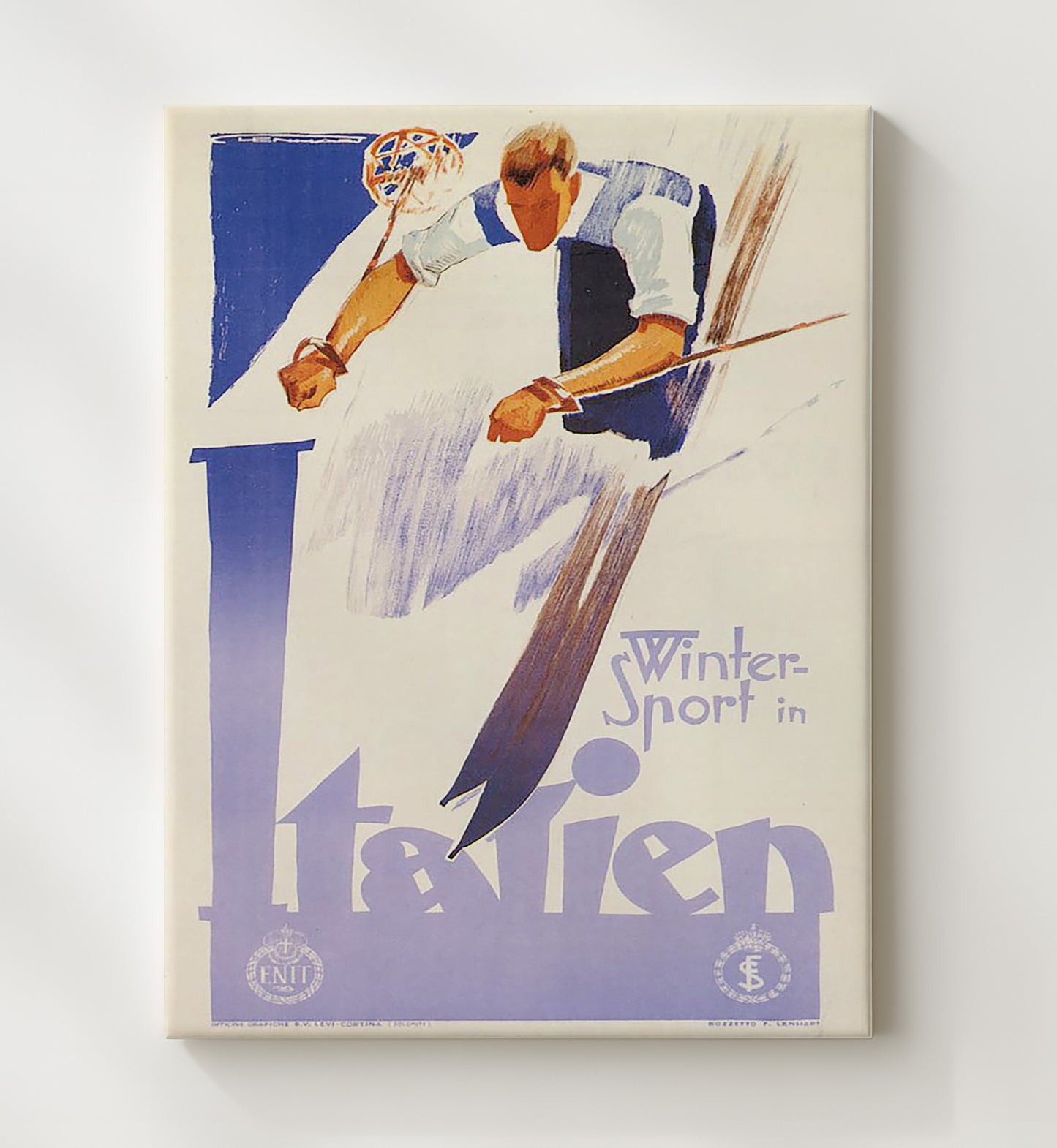 Italy Winter Ski Poster Vintage Travel Print 20x24 Canvas travel wall art print