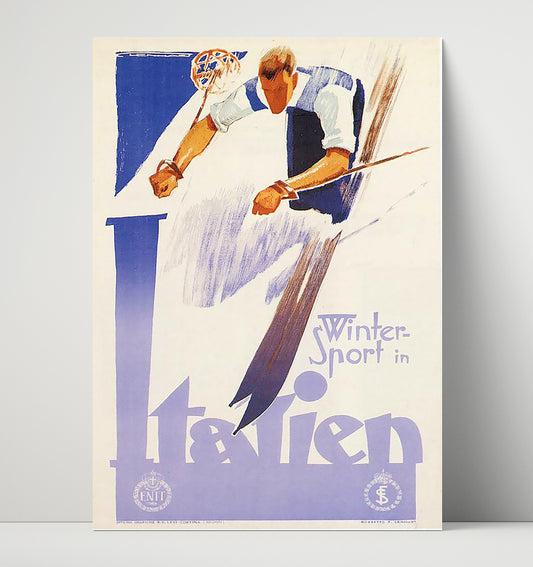 Italy Winter Ski Poster - Travel - 16x20 Unframed Print
