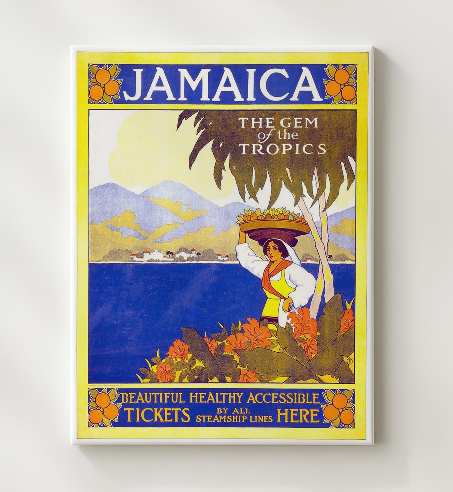 Jamaica Gem of the Tropics Vintage Travel Print 20x24 Canvas travel wall art print