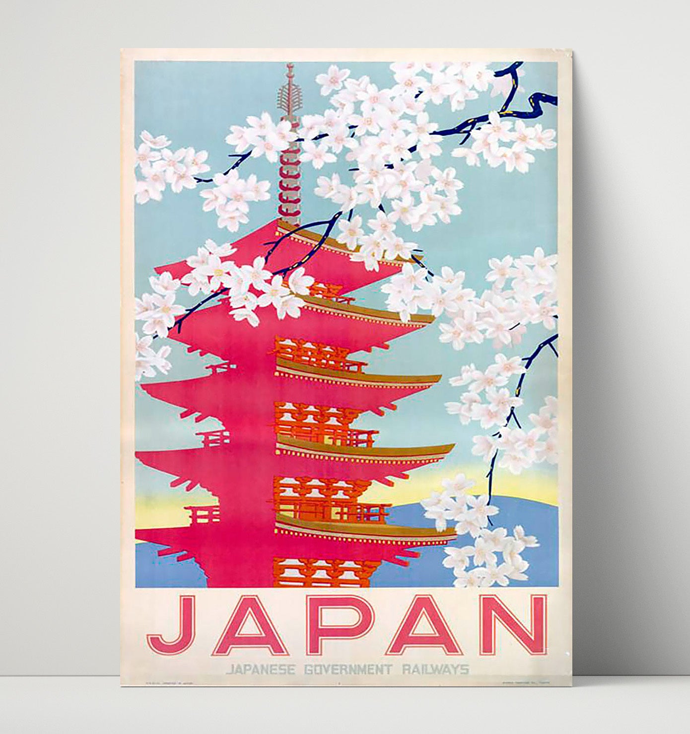 Japan Cherry Blossoms Vintage Travel Print 16x20 Unframed Print travel wall art print