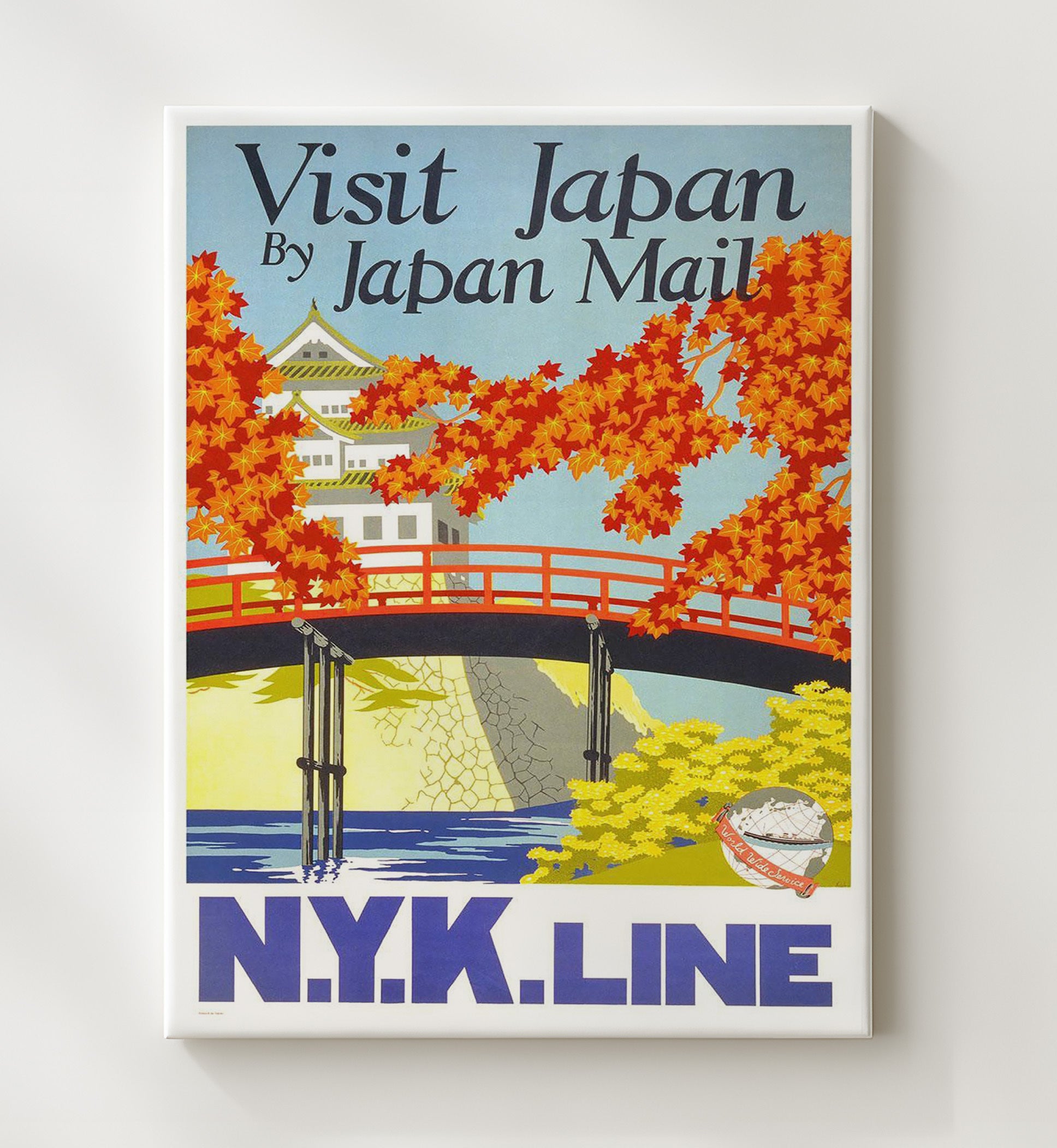 Japan Japan Mail Vintage Travel Print 20x24 Canvas travel wall art print