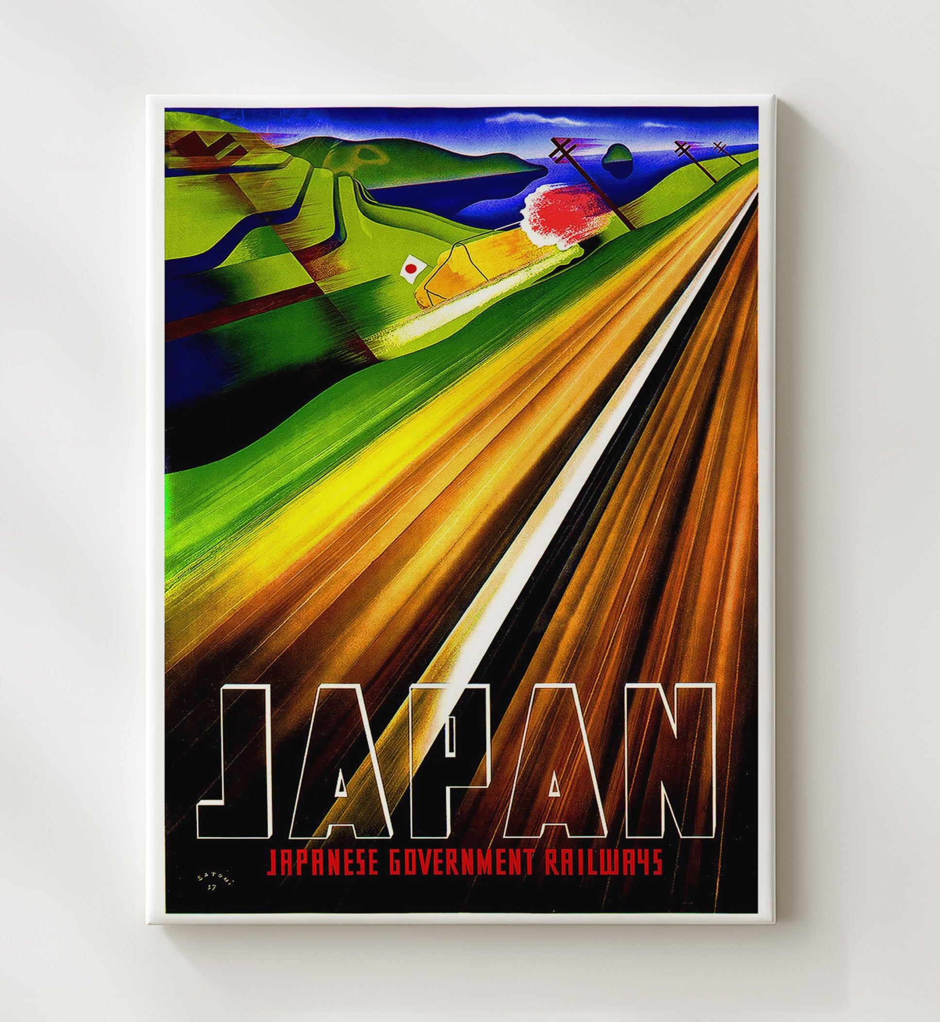 Japan Japanese Government Railways Vintage Travel Print 20x24 Canvas travel wall art print
