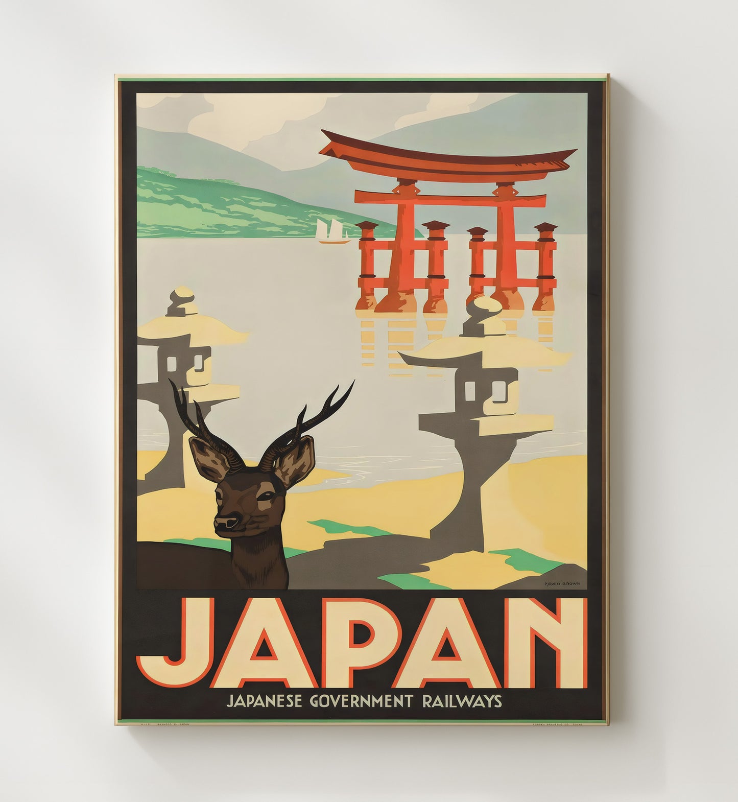 Japan Japanese Railways Vintage Travel Print 20x24 Canvas travel wall art print