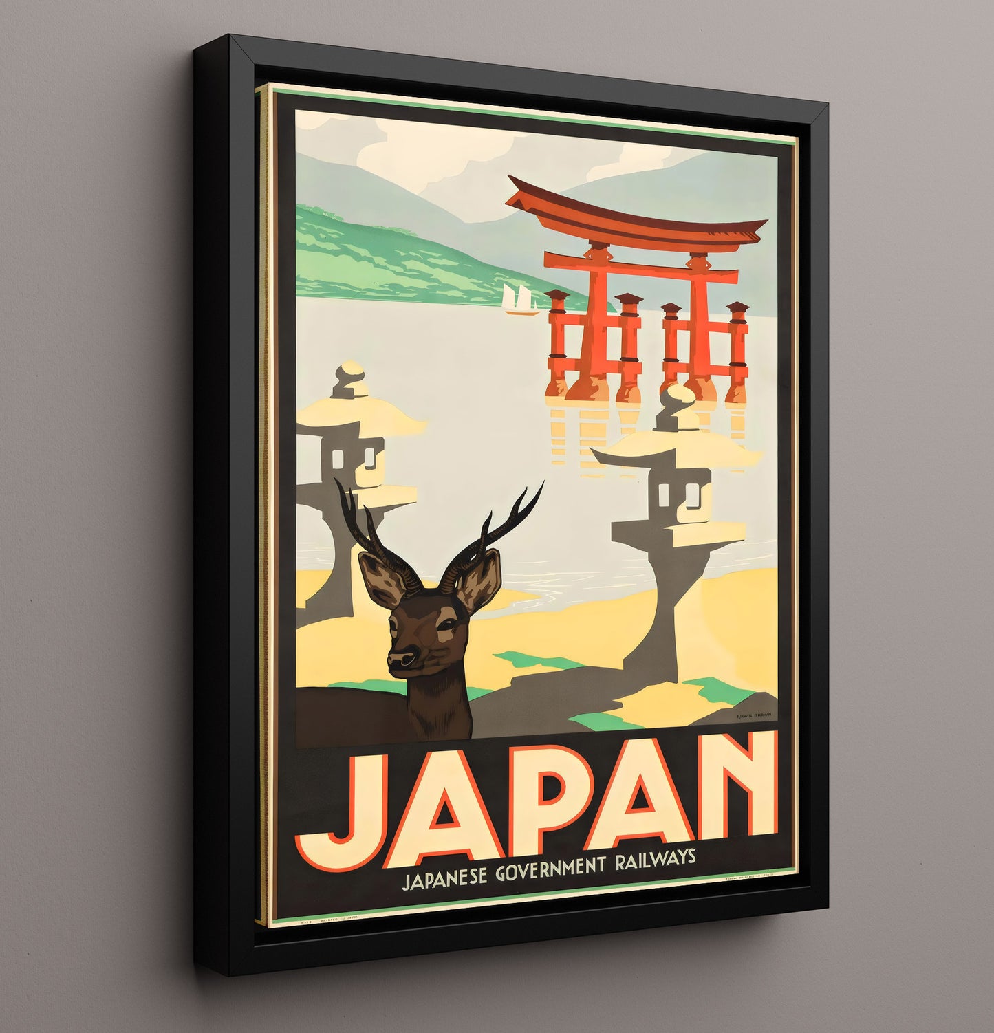 Japan Japanese Railways Vintage Travel Print 16x20 Framed Canvas travel wall art print