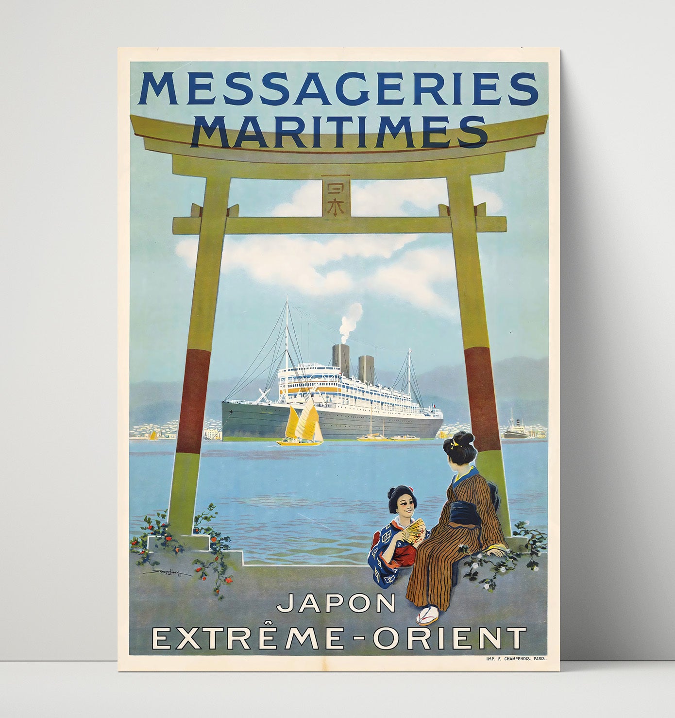 Japan Messageries Maritimes Vintage Travel Print 16x20 Unframed Print travel wall art print