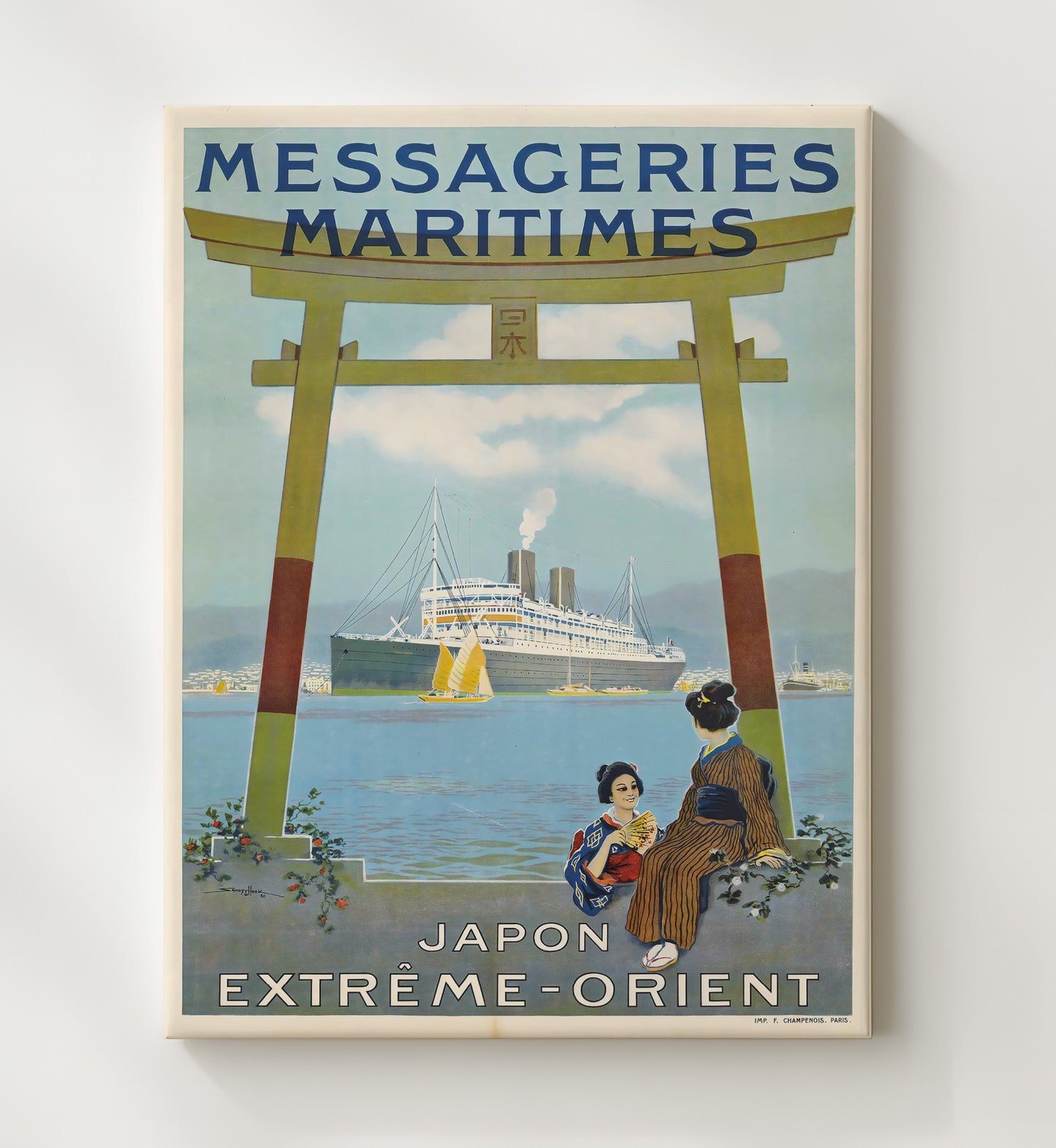 Japan Messageries Maritimes Vintage Travel Print 20x24 Canvas travel wall art print