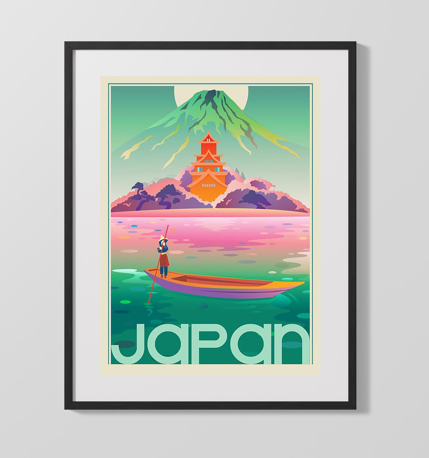 Japan Mt Fuji Vintage Travel Print 16x20 Gallery Frame travel wall art print