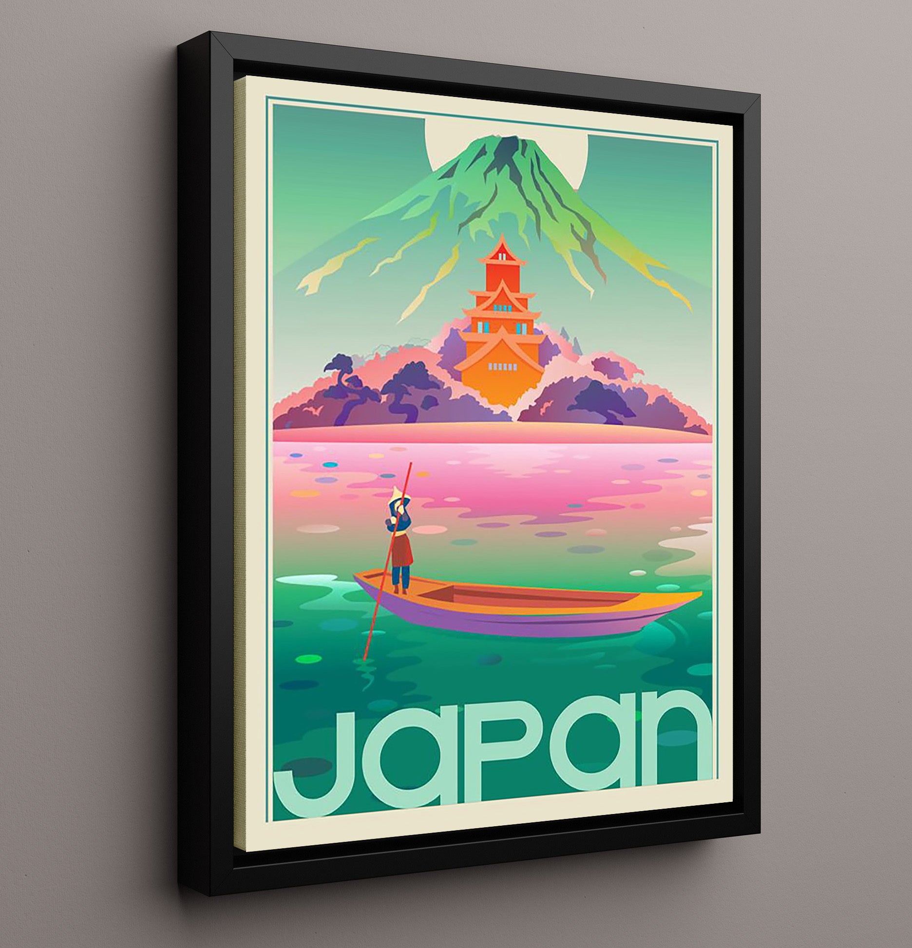 Japan Mt Fuji Vintage Travel Print 16x20 Framed Canvas travel wall art print