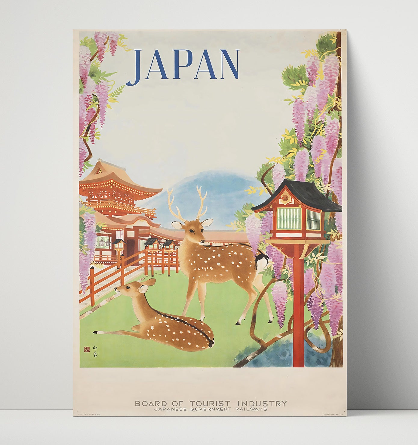 Japan Nara Deer Vintage Travel Print 16x20 Unframed Print travel wall art print