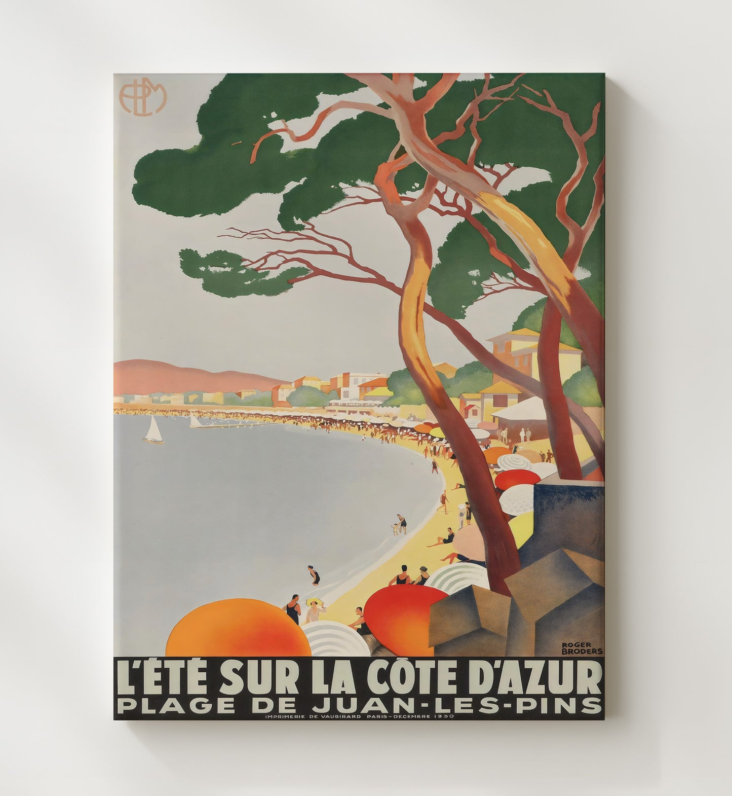 Juan les Pins Cote dAzur Vintage Travel Print 20x24 Canvas travel wall art print