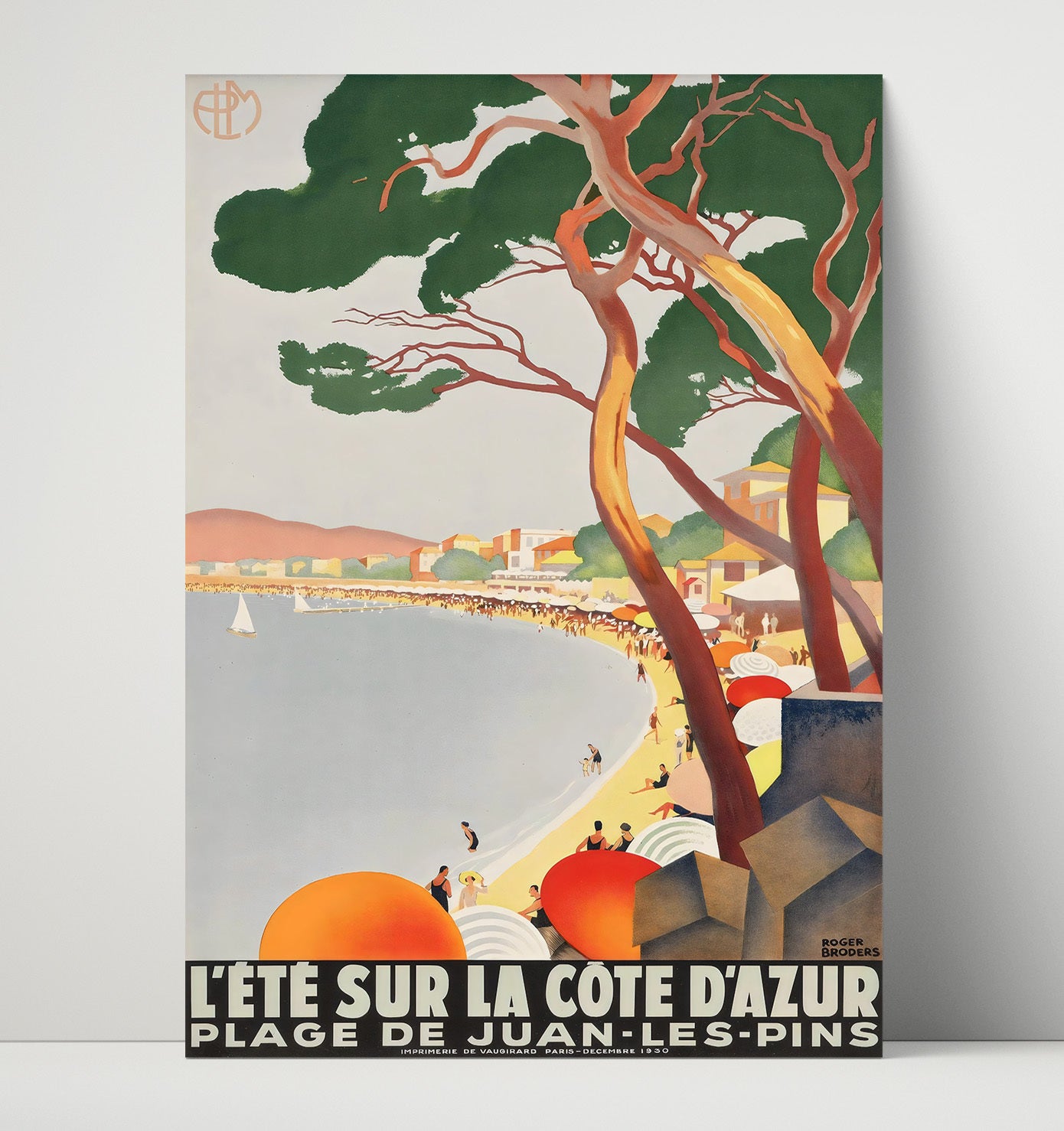 Juan les Pins Cote dAzur Vintage Travel Print 16x20 Unframed Print travel wall art print