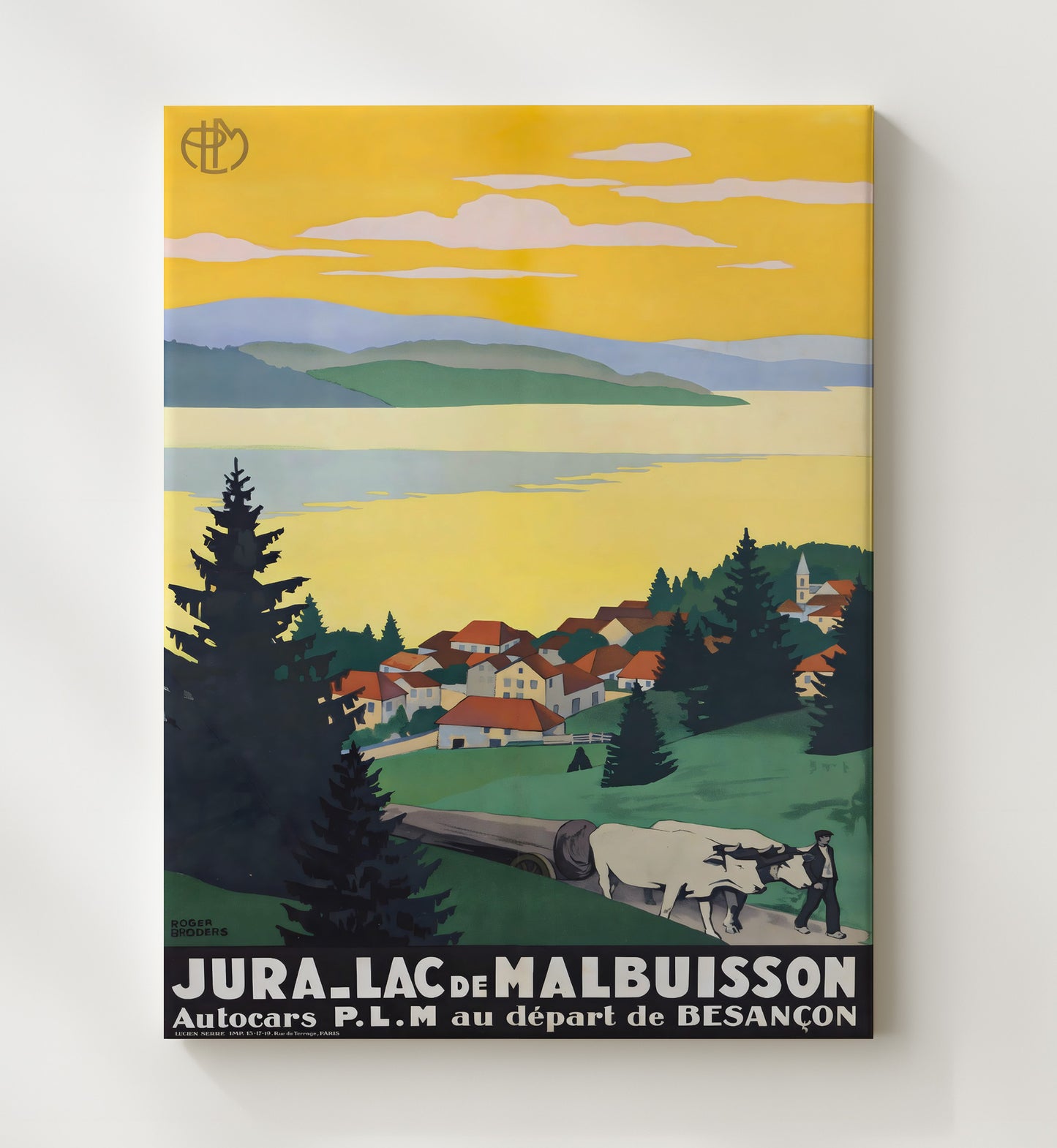 Jura Lac de Malbuisson Vintage Travel Print 20x24 Canvas travel wall art print