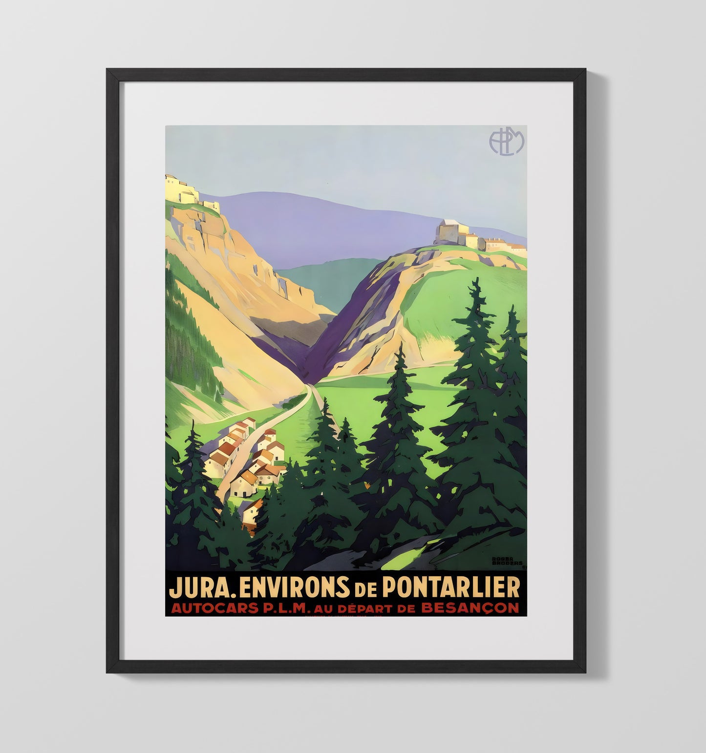 Jura Pontarlier Vintage Travel Print 16x20 Gallery Frame travel wall art print