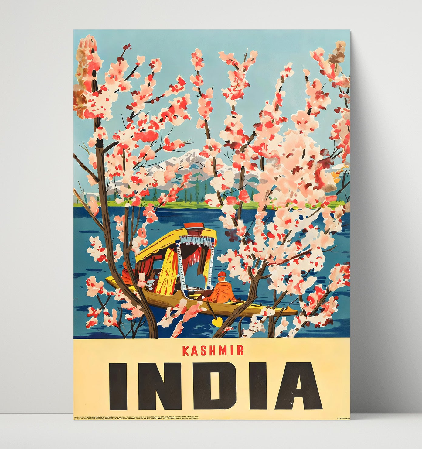 Kashmir India Blossoms Vintage Travel Print 16x20 Unframed Print travel wall art print