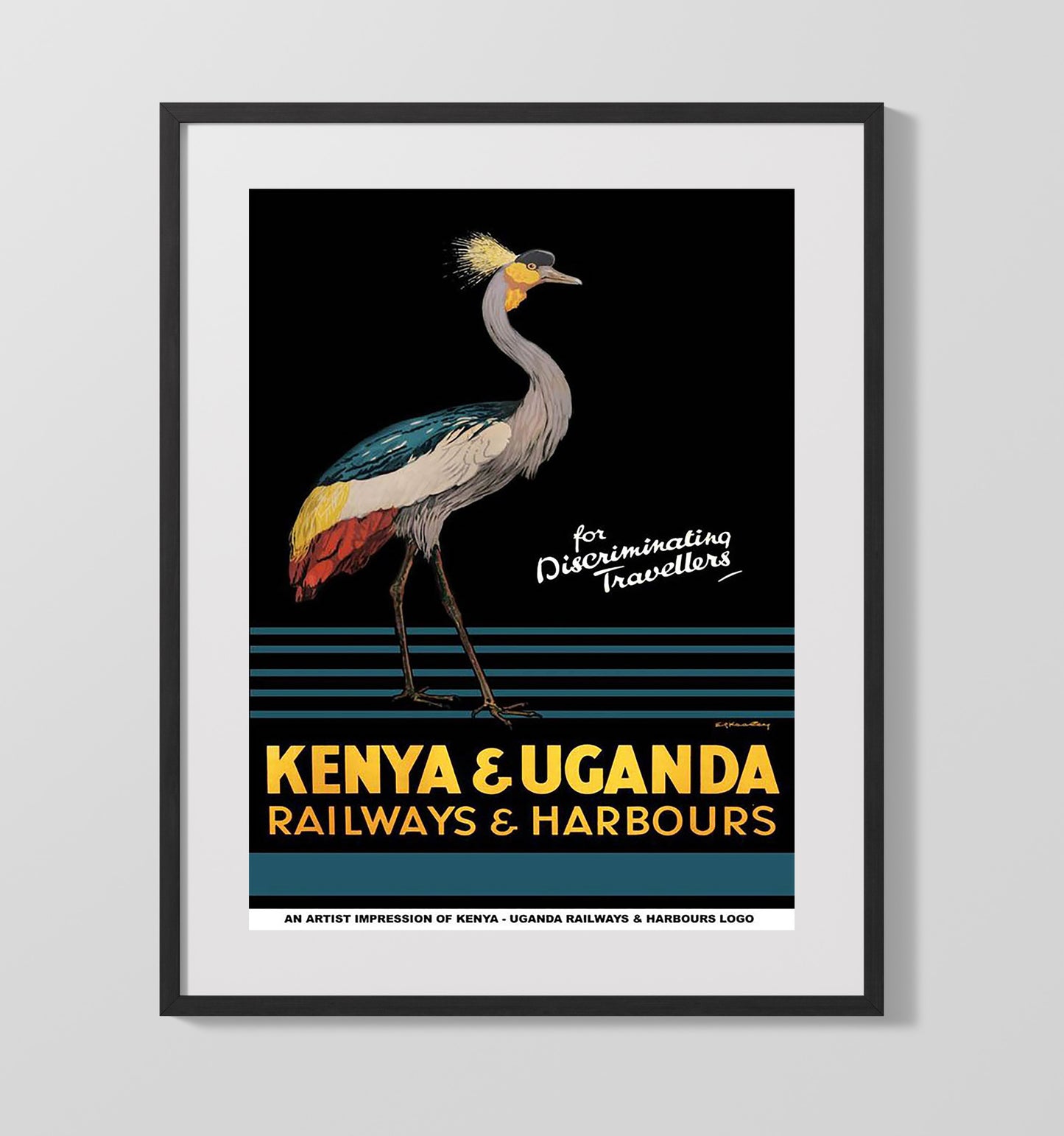 Kenya and Uganda Railways Vintage Travel Print 16x20 Gallery Frame travel wall art print