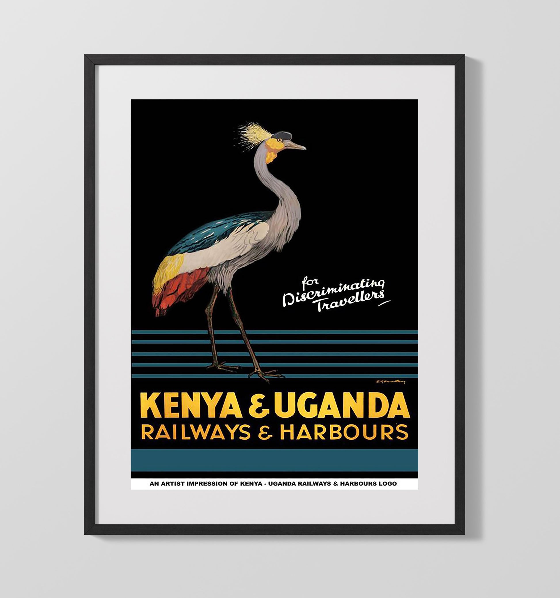 Kenya and Uganda Railways Vintage Travel Print 16x20 Gallery Frame travel wall art print