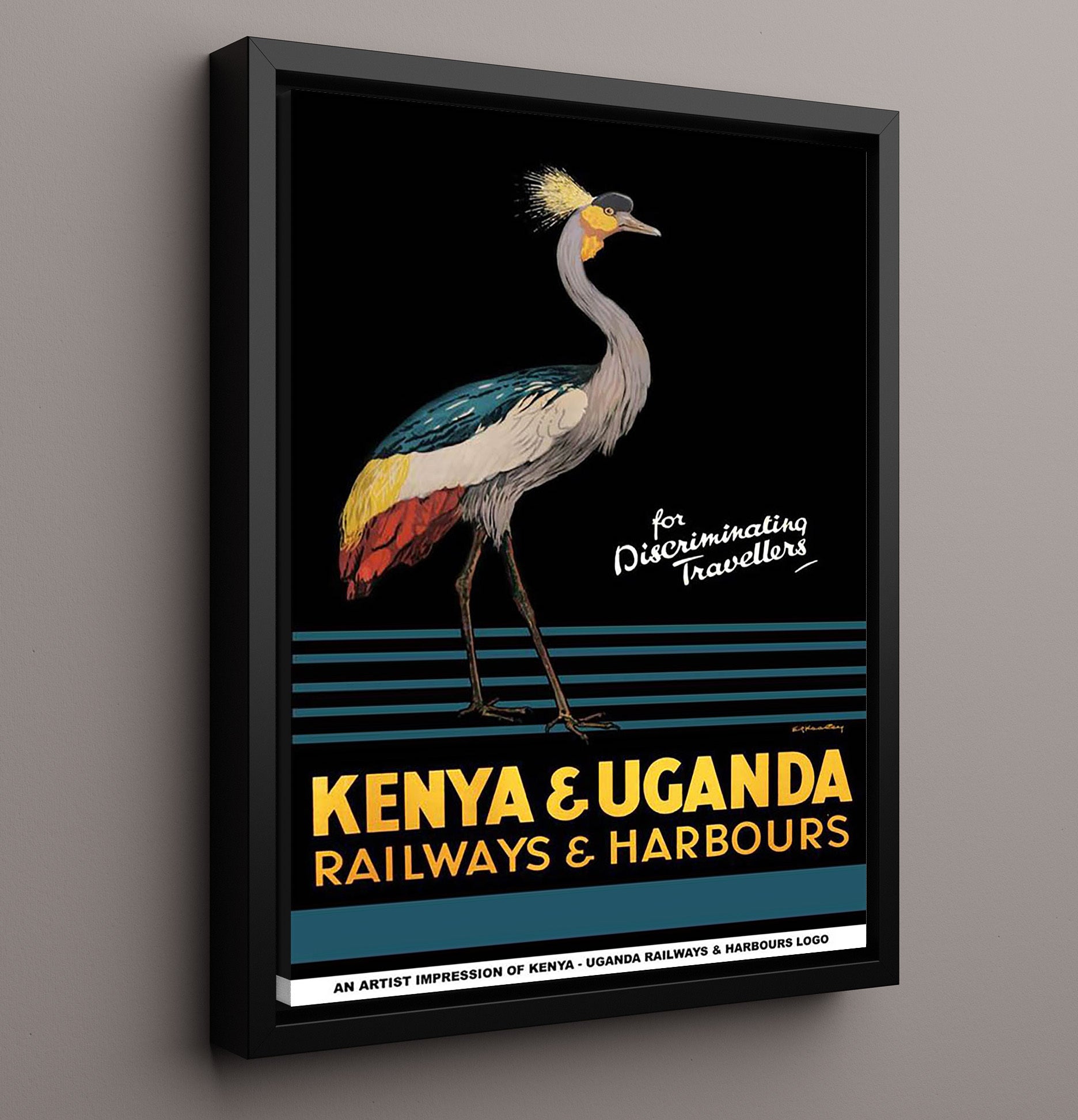 Kenya and Uganda Railways Vintage Travel Print 16x20 Framed Canvas travel wall art print