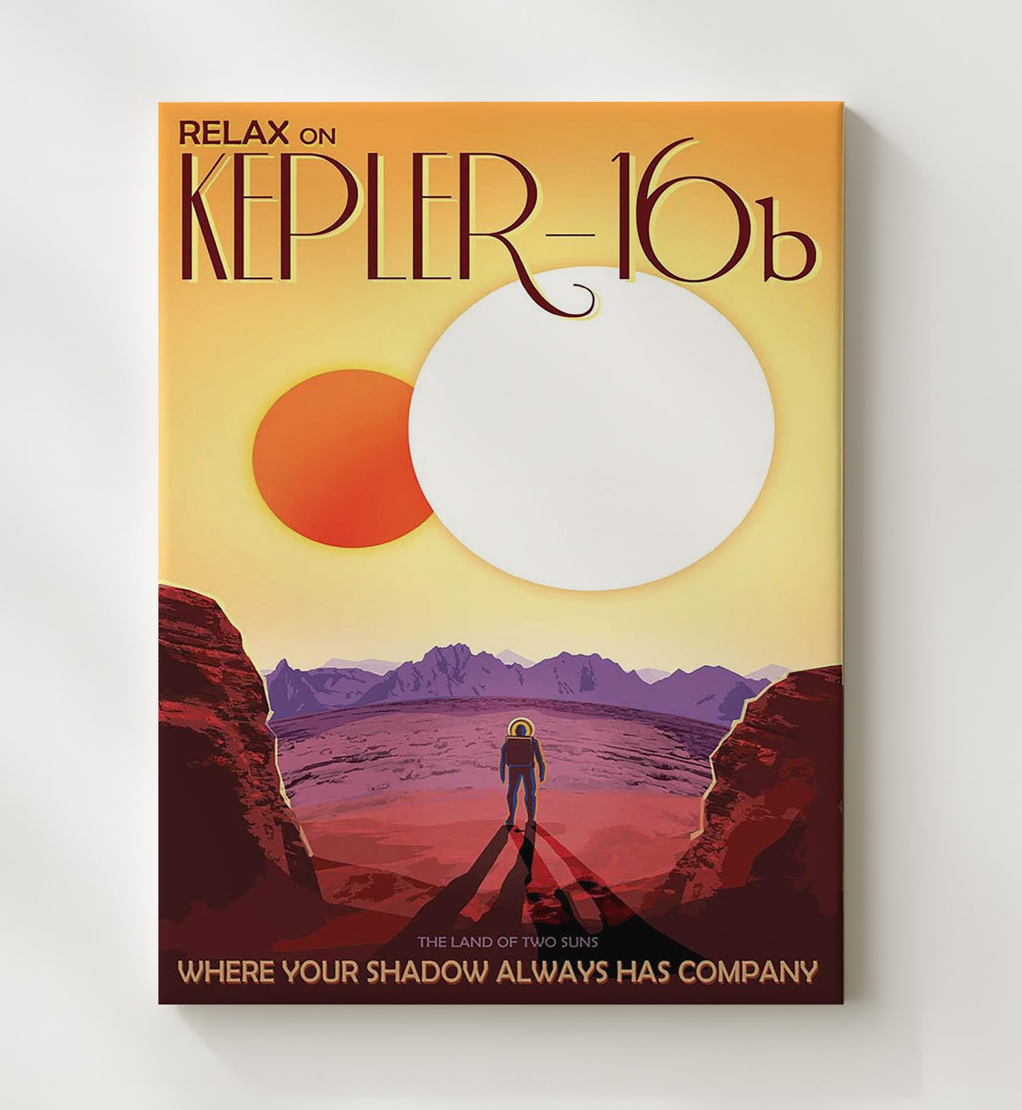 Kepler 16b SciFi Vintage Travel Print 20x24 Canvas travel wall art print