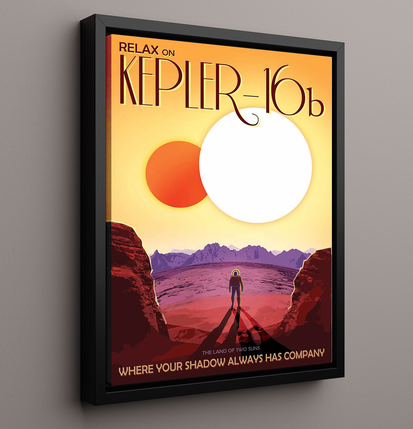 Kepler 16b SciFi Vintage Travel Print 16x20 Framed Canvas travel wall art print