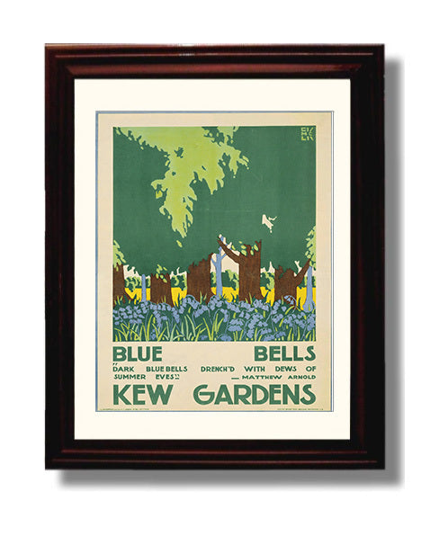 Kew Gardens Bluebells Vintage Travel Print 8x10 Beveled Frame travel wall art print