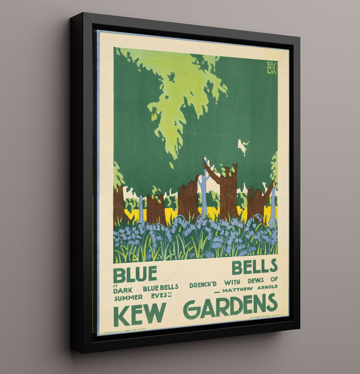 Kew Gardens Bluebells Vintage Travel Print 16x20 Framed Canvas travel wall art print