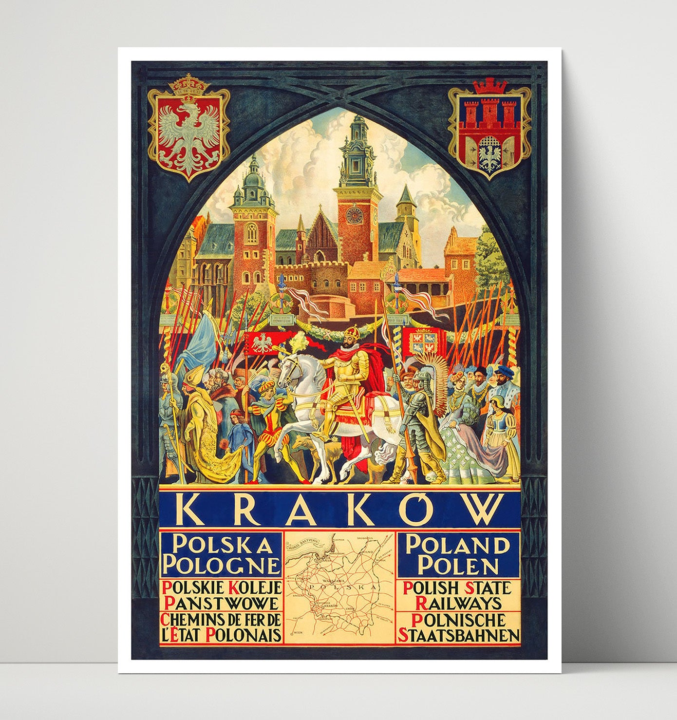 Krakow Polish State Railways Vintage Travel Print 16x20 Unframed Print travel wall art print
