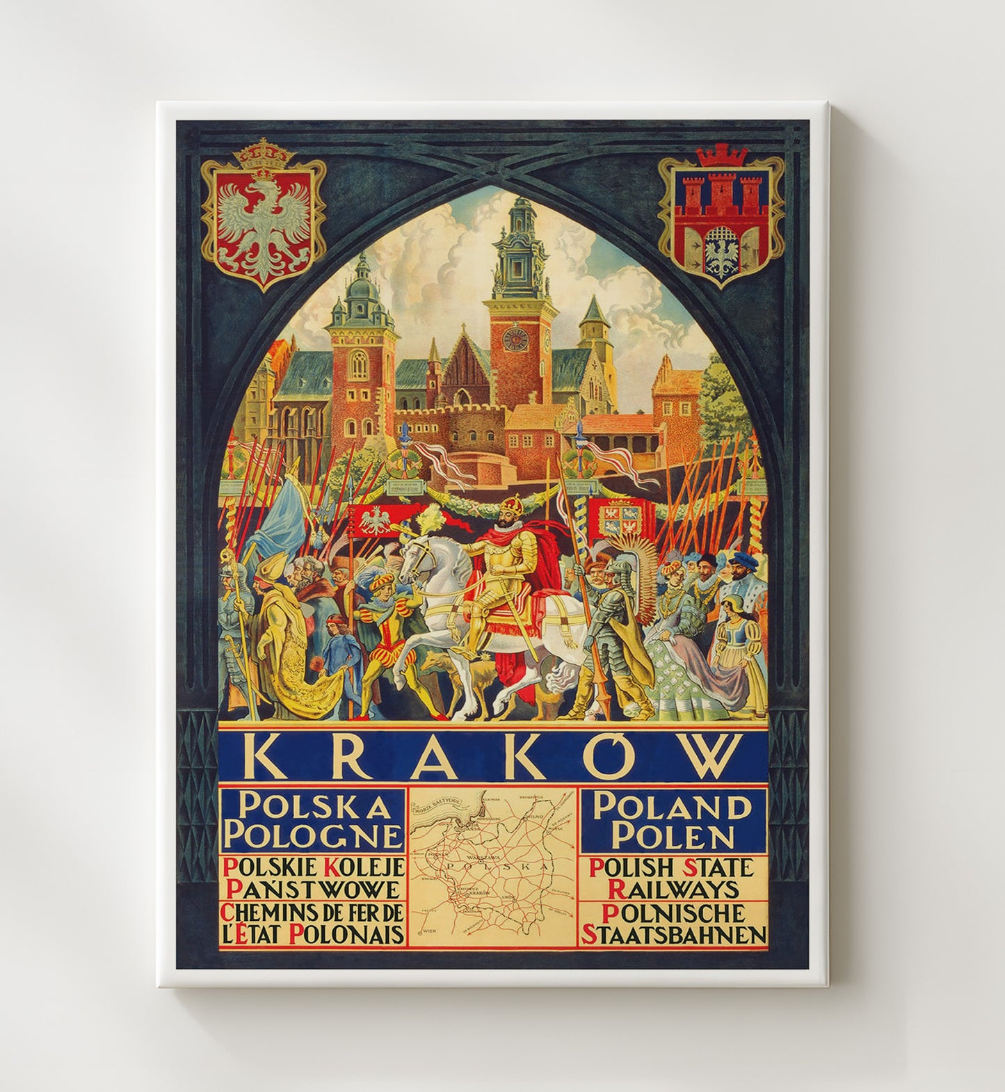 Krakow Polish State Railways Vintage Travel Print 20x24 Canvas travel wall art print