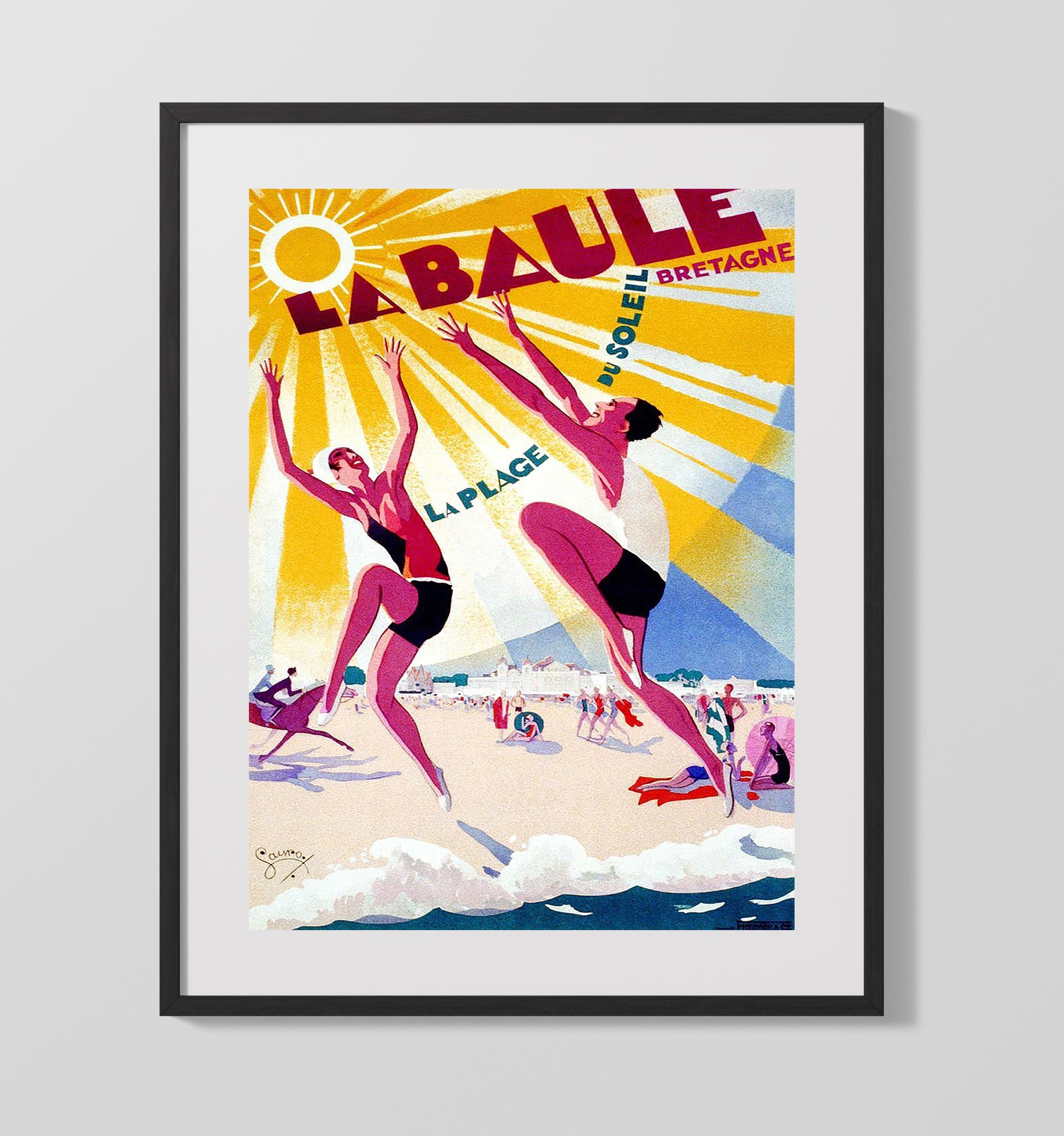 La Baule Bretagne Vintage Travel Print 16x20 Gallery Frame travel wall art print