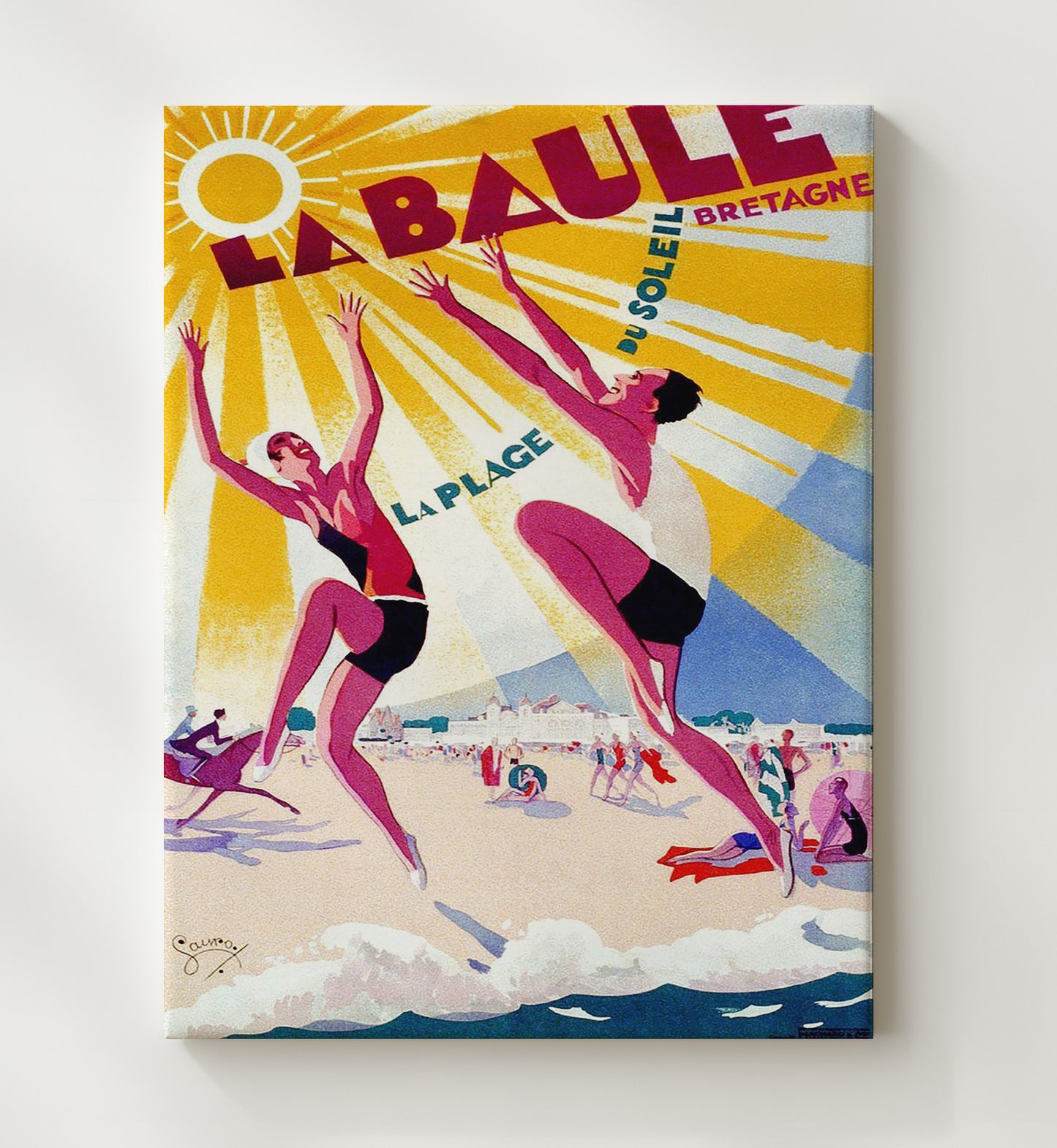 La Baule Bretagne Vintage Travel Print 20x24 Canvas travel wall art print