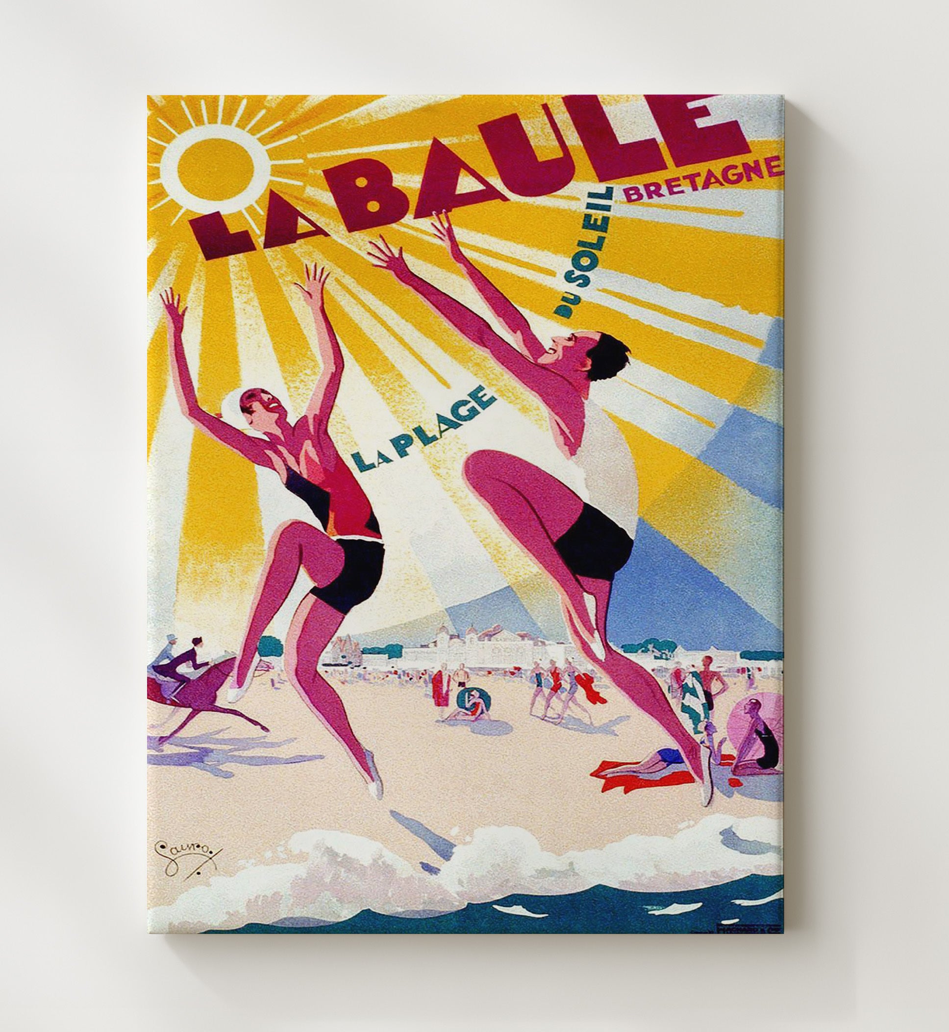 La Baule Bretagne Vintage Travel Print 20x24 Canvas travel wall art print