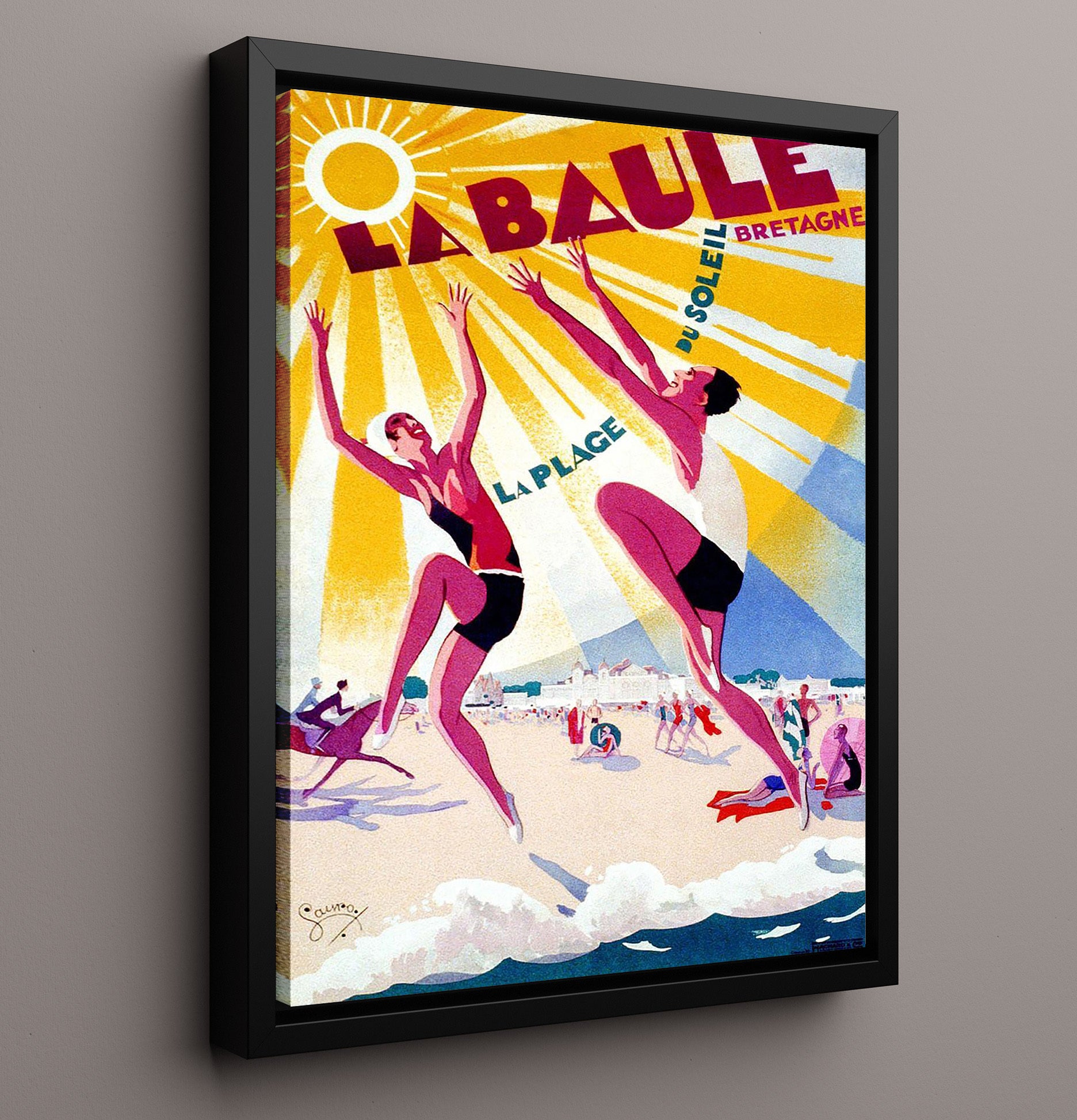 La Baule Bretagne Vintage Travel Print 16x20 Framed Canvas travel wall art print