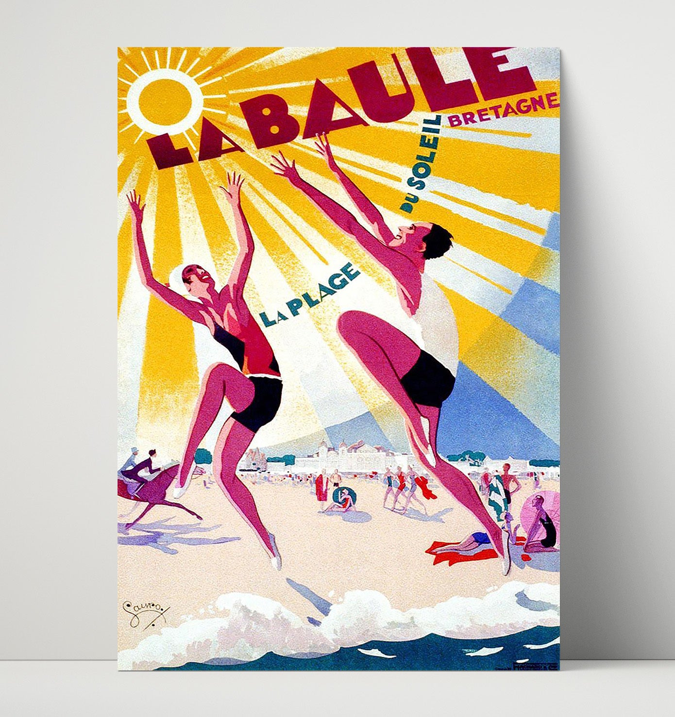 La Baule Bretagne Vintage Travel Print 16x20 Unframed Print travel wall art print