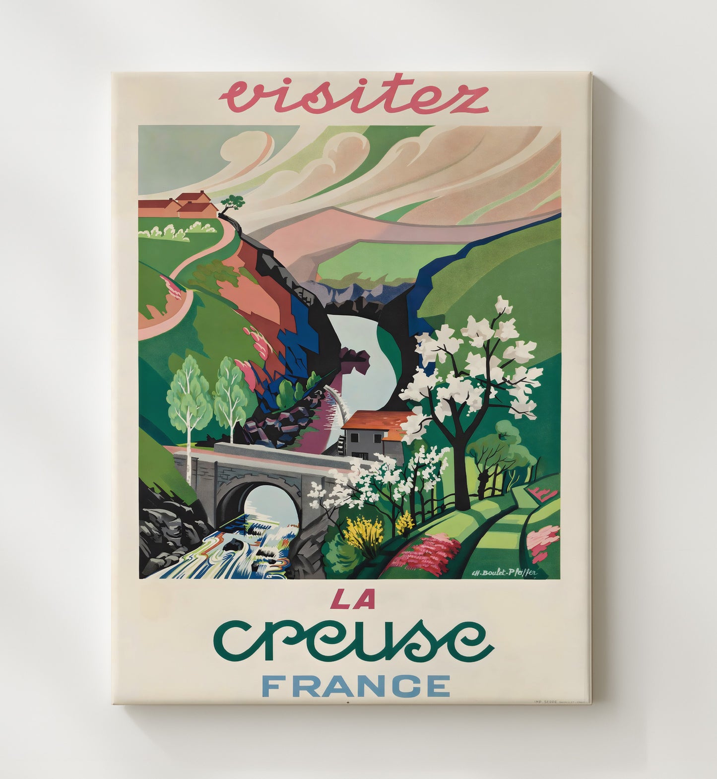 La Creuse France Vintage Travel Print 20x24 Canvas travel wall art print