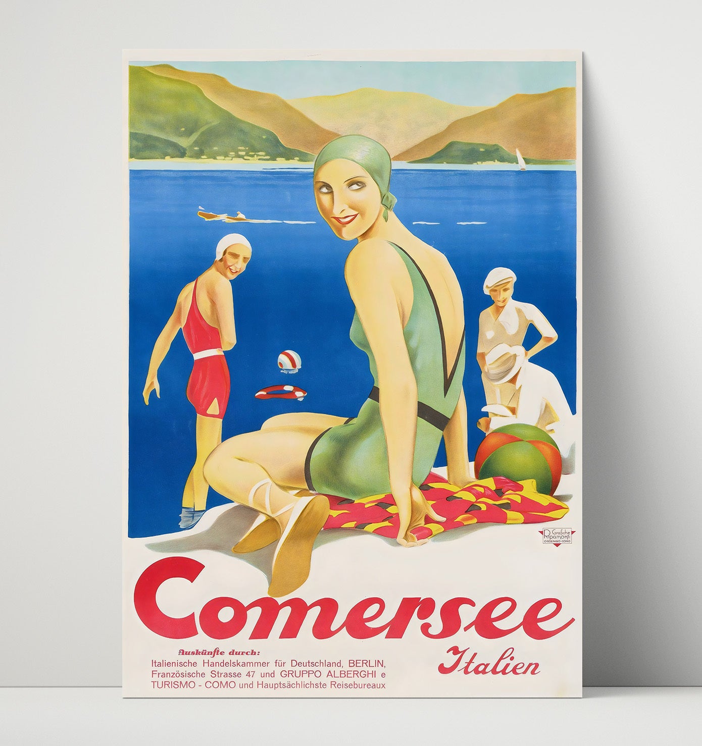 Lake Como Italia Vintage Travel Print 16x20 Unframed Print travel wall art print
