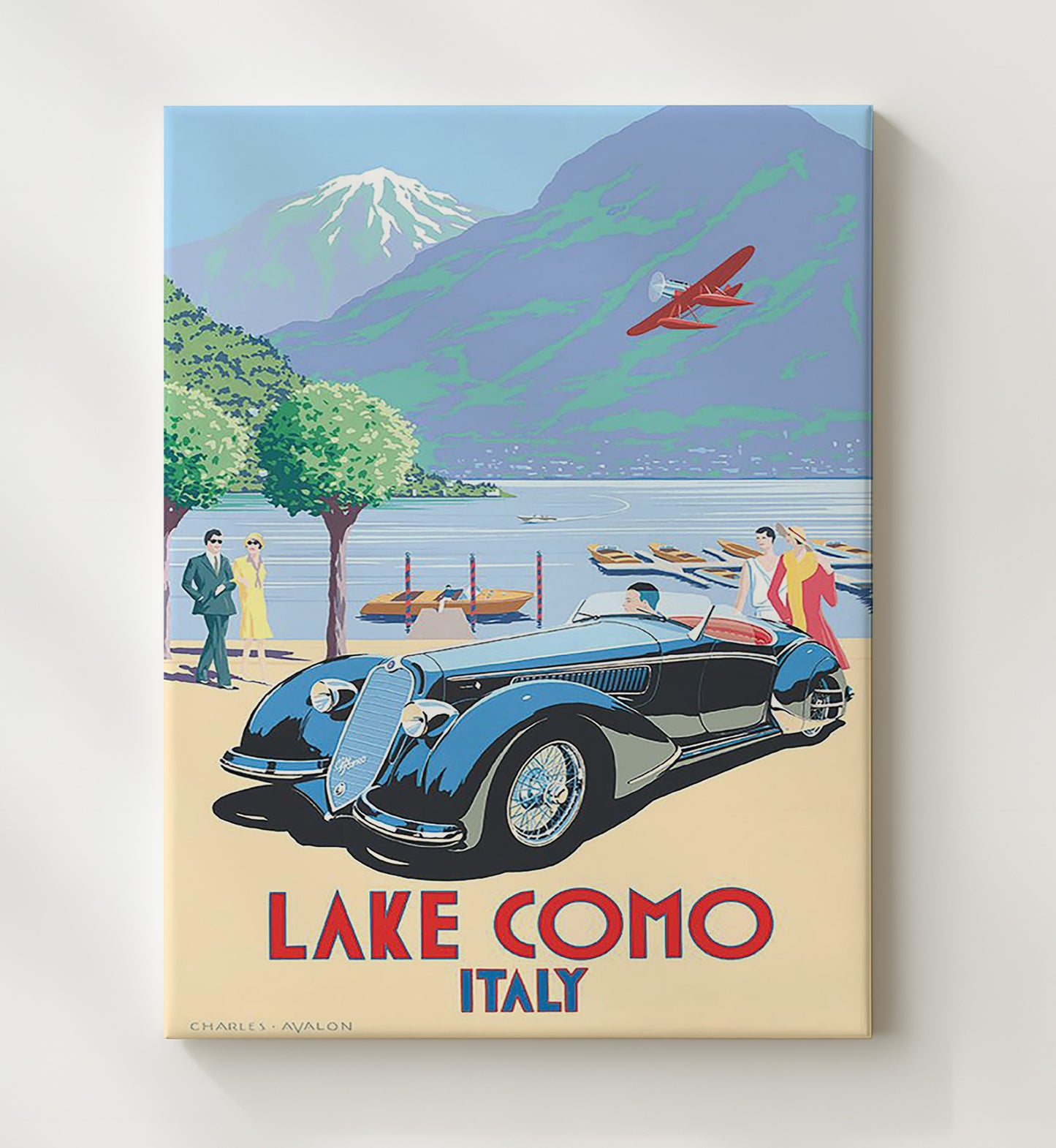 Lake Como Italy Vintage Travel Print 20x24 Canvas travel wall art print