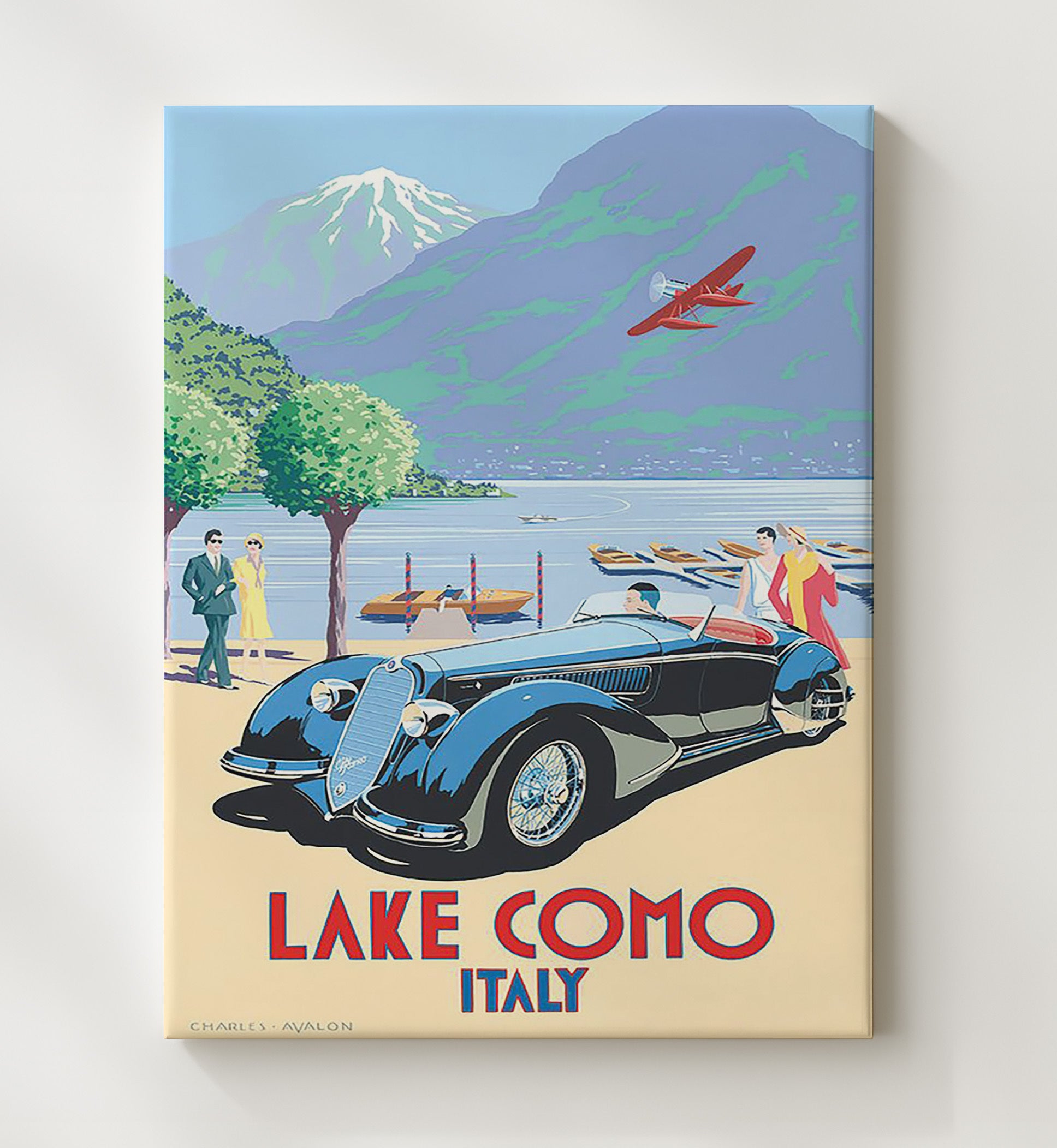 Lake Como Italy Vintage Travel Print 20x24 Canvas travel wall art print