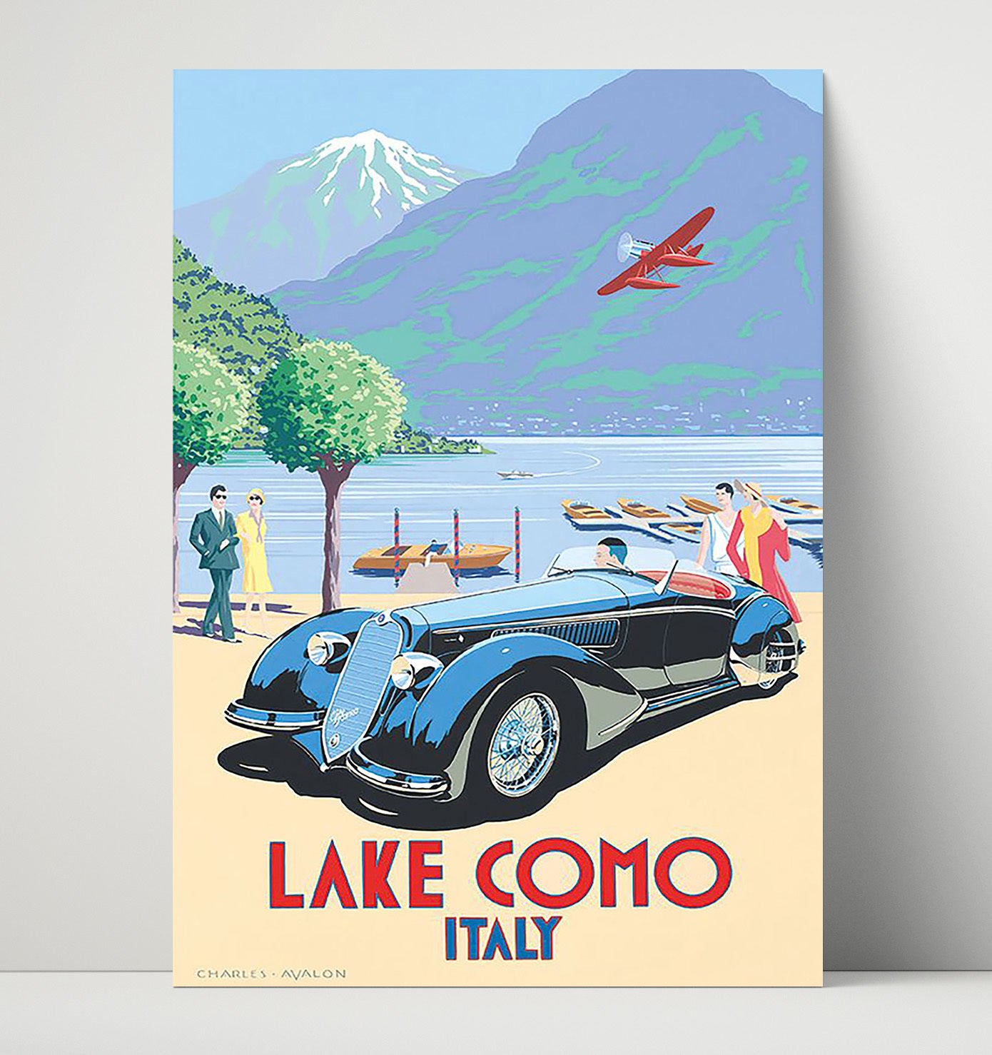 Lake Como Italy Vintage Travel Print 16x20 Unframed Print travel wall art print